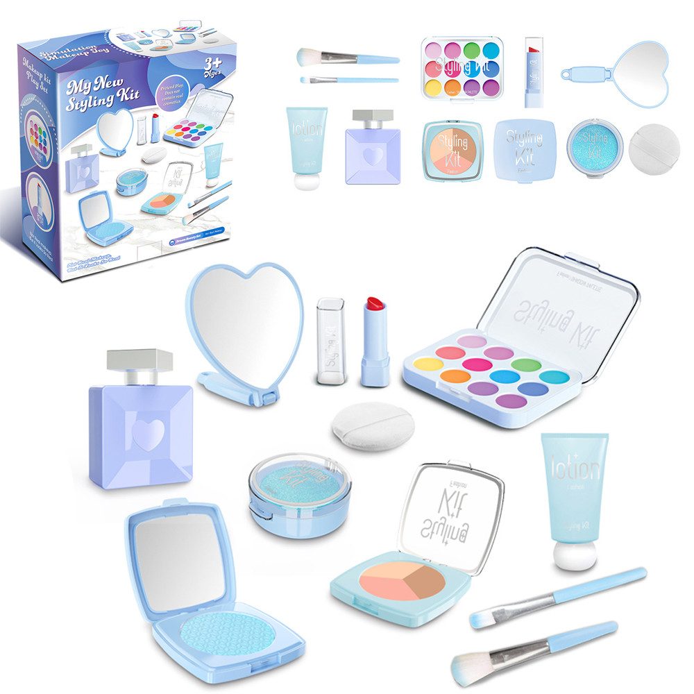 CLTYQ Kosmetik-Set Kinderschmink-Set, Rollenspielzeug mit 11 Zubehörteilen, für Mädchen ab 3 Jahren, Lernspielzeug für Kreatives Spielen