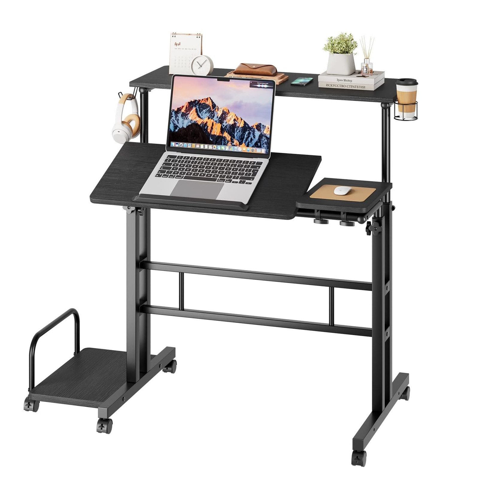 YOLEO Computertisch Höhenverstellbarer Stehpult mit Rollen und neigbar Tisc günstig online kaufen