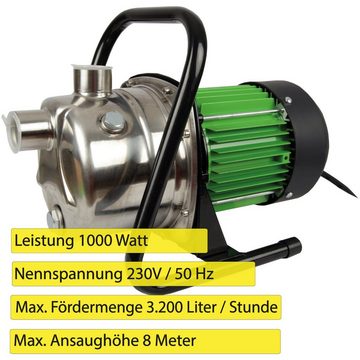 Bestlivings Gartenpumpe ALMA1000, Gartenpumpe 0200 l/h Fördermenge - 800 W Bewässerungspumpe