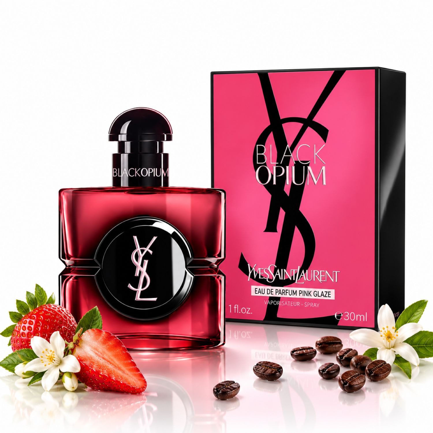 YVES SAINT LAURENT Eau de Parfum Black Opium Pink Glaze, Glasflakon