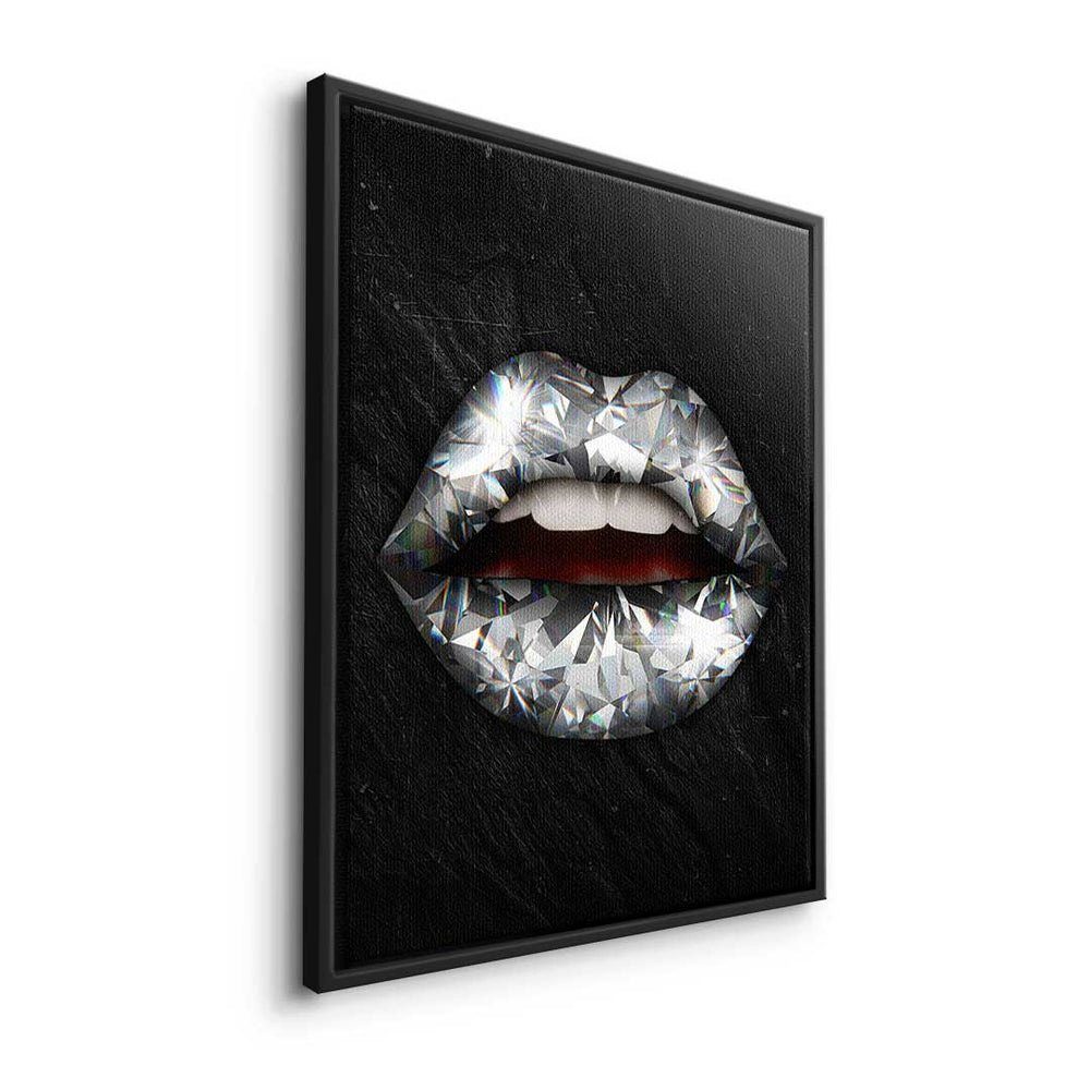 DOTCOMCANVAS® Leinwandbild, Premium Leinwandbild - X Rahmen Lippen - modernes ohne Art Wandbil Pop Diamant 