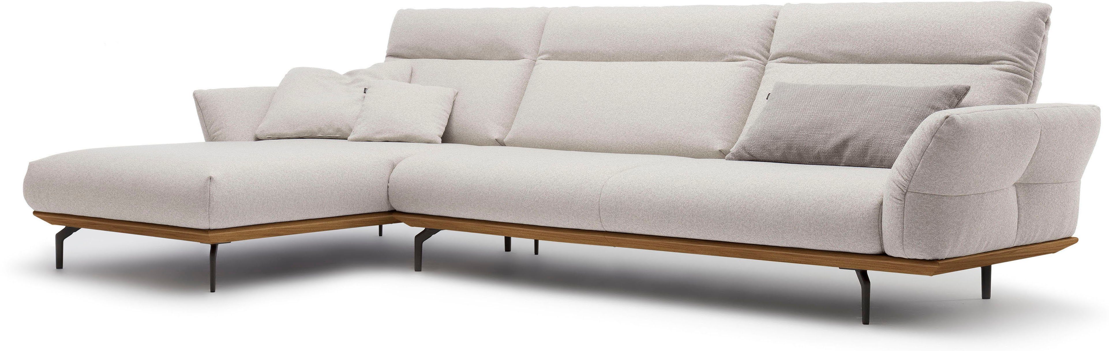 hülsta sofa Ecksofa hs.460, Sockel Nussbaum, Umbragrau, in cm in Winkelfüße Breite 338