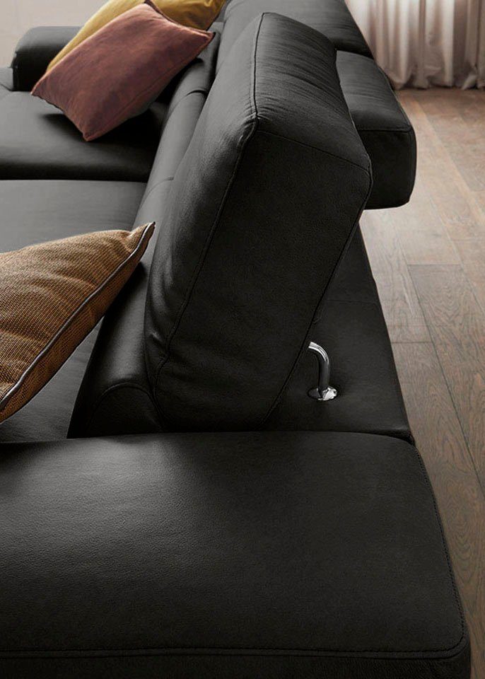 W.SCHILLIG Ecksofa piedroo, Designsofa mit tollem Sitzkomfort, bequem und elegant, L-Form, Kopfteilverstellung, wahlweise mit Sitztiefenverstellung, Breite 343cm