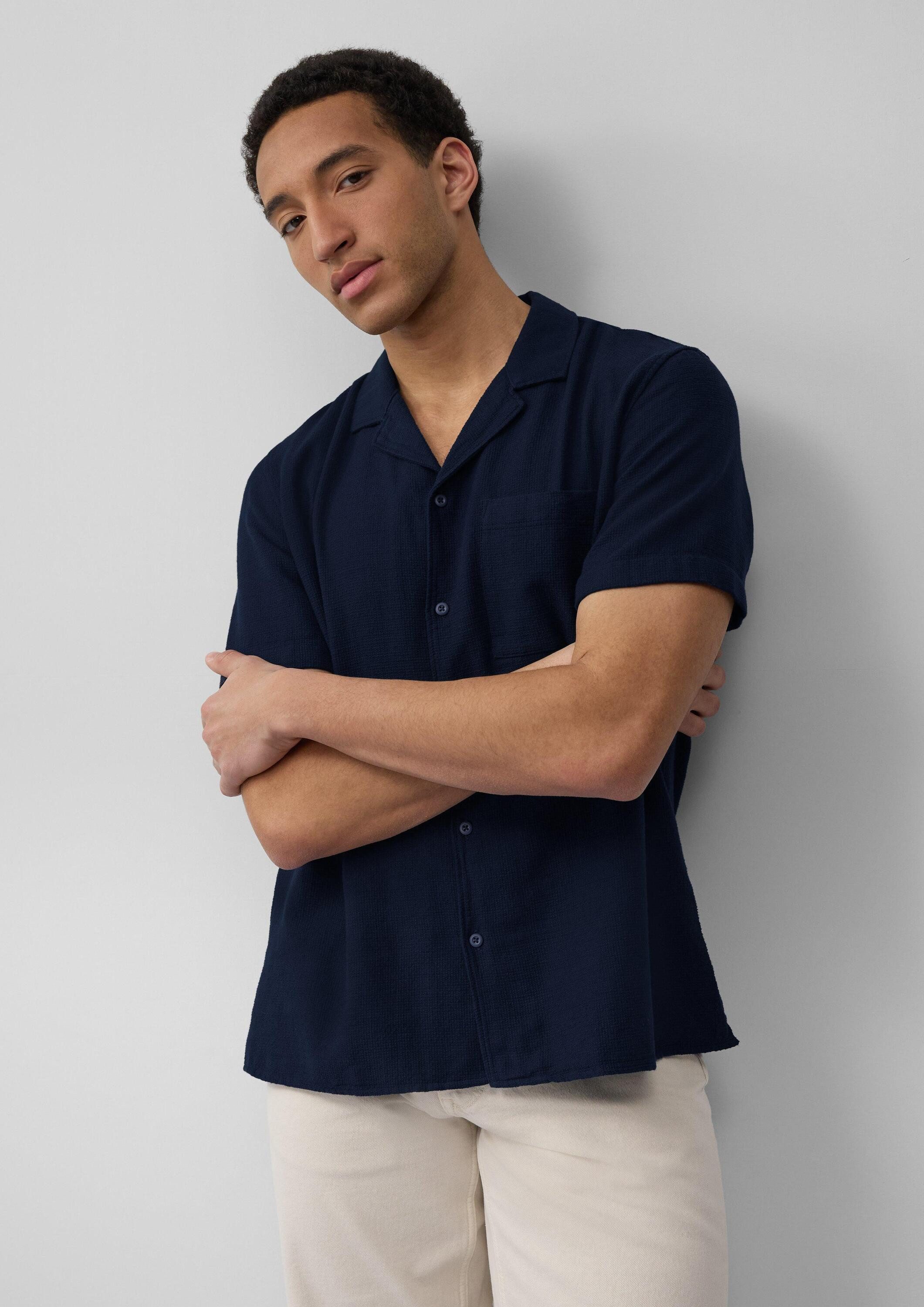 s.Oliver Kurzarmhemd Hemd Resort Fit: Baumwollshirt mit Strukturstreifen