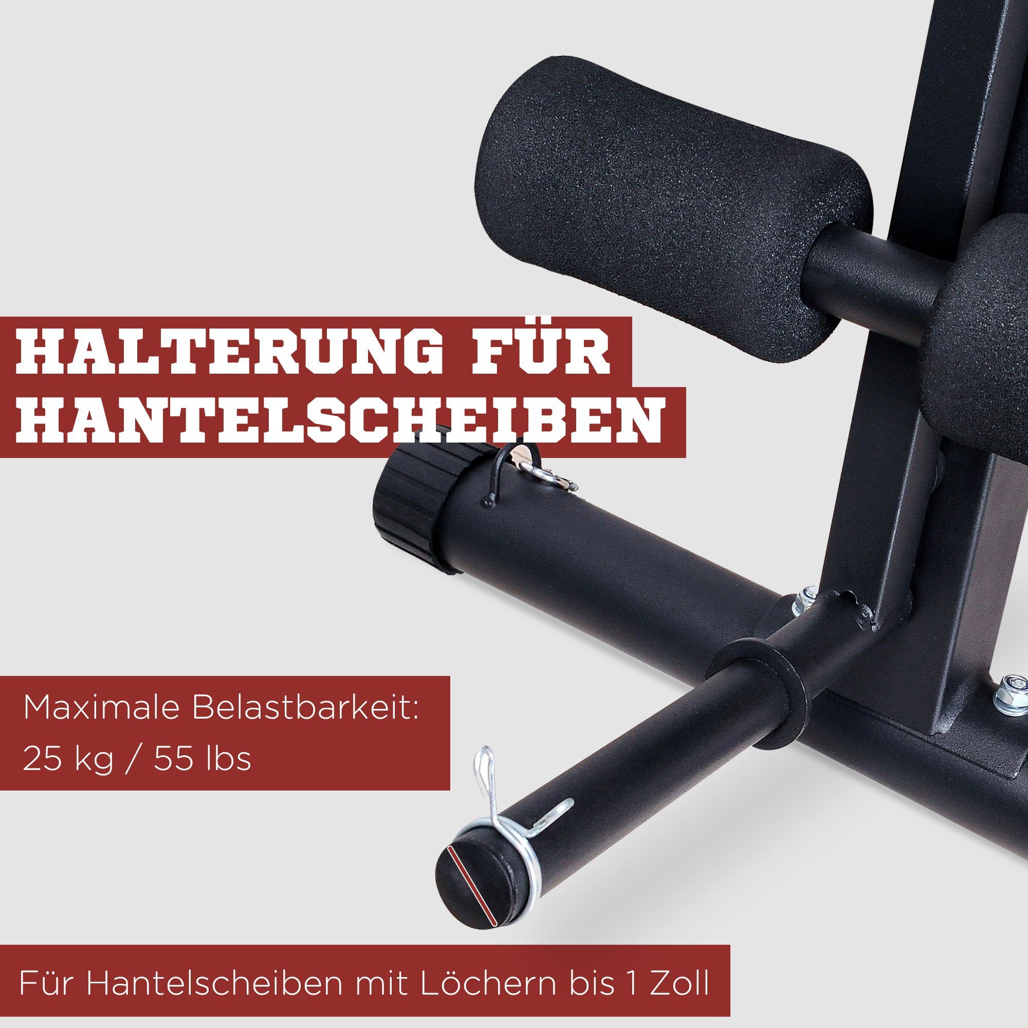 120kg, Kraftstation Trainingsbank Booster), verstellbare HOMCOM Hantelbank bis Rückenlehne Multifunktion Gewicht mit 7-fach (Set, 1-tlg., Feder