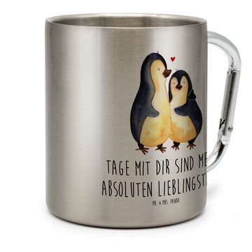 Mr. & Mrs. Panda Tasse Pinguin umarmen - Transparent - Geschenk, Becher, verknallt, Liebe, J, Edelstahl, Karabinerhaken