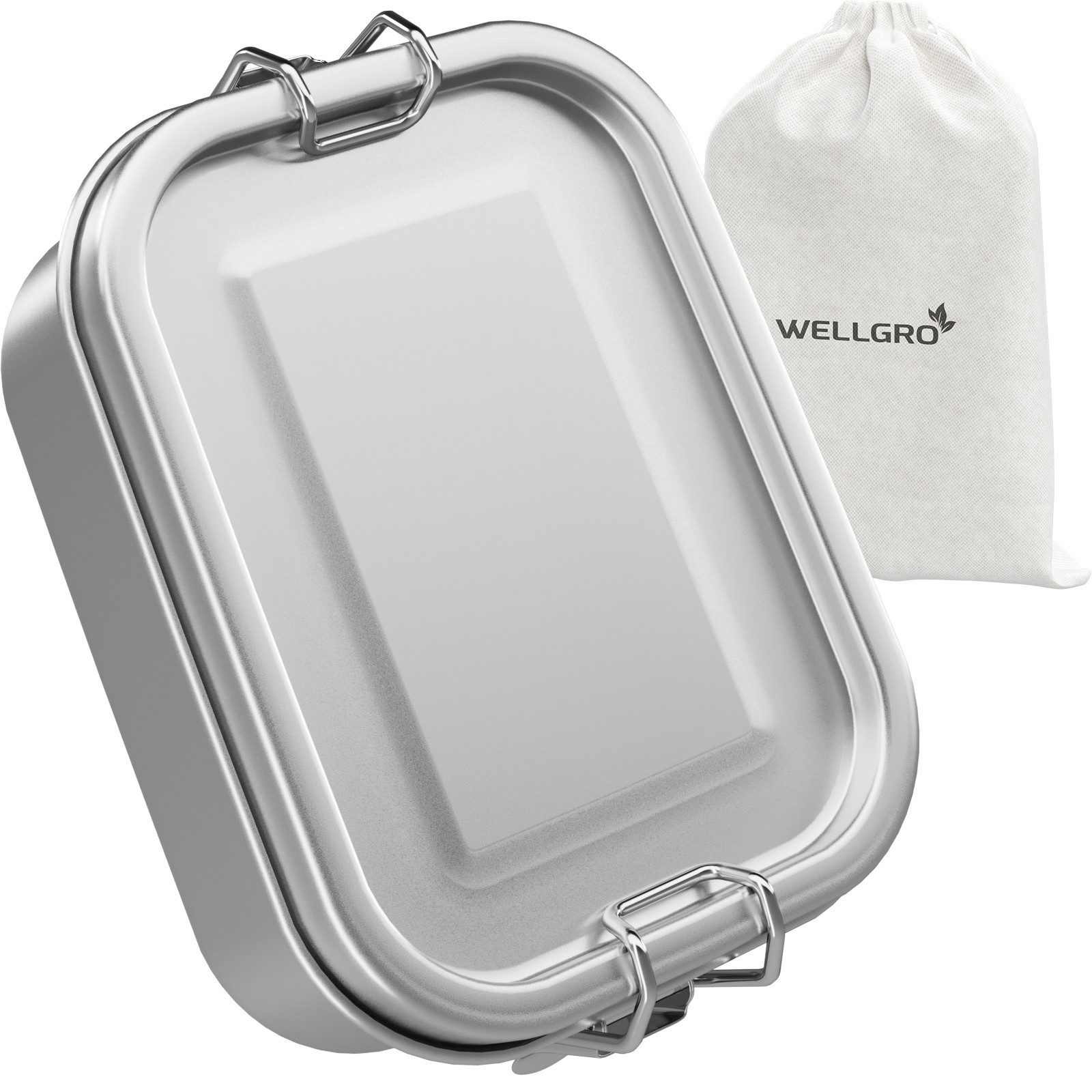 Wellgro Lunchbox Edelstahl Dosen eckig - 550ml 850ml 1400ml 2400ml