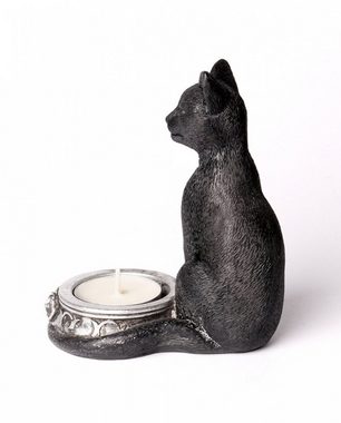 Horror-Shop Dekofigur Teelichthalter mit Schwarzer Hexen Katze