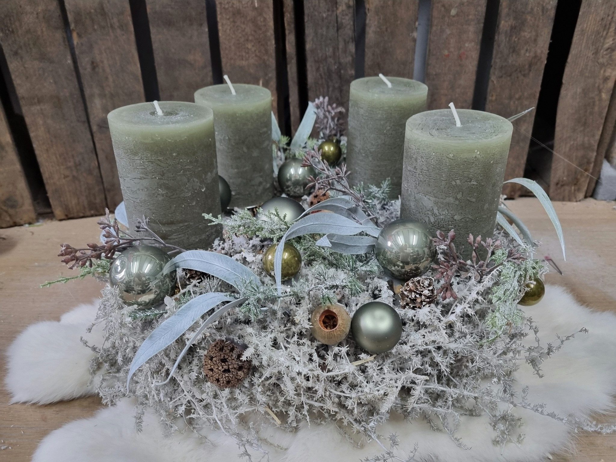 Annimuck Adventskranz Adventskranz D37 cm Asparagus Eukalyptus salbei haltbar handmade