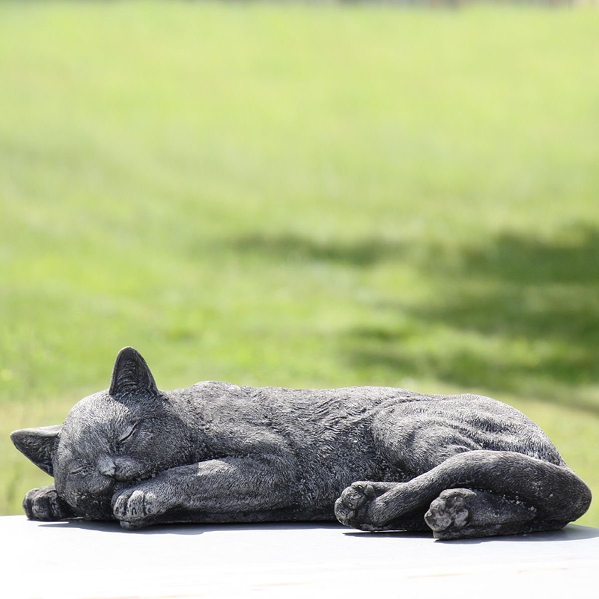 L cm, 440s (Stück) 45 liegend Gartenfigur Katze Antiksteinguss ca. 440s