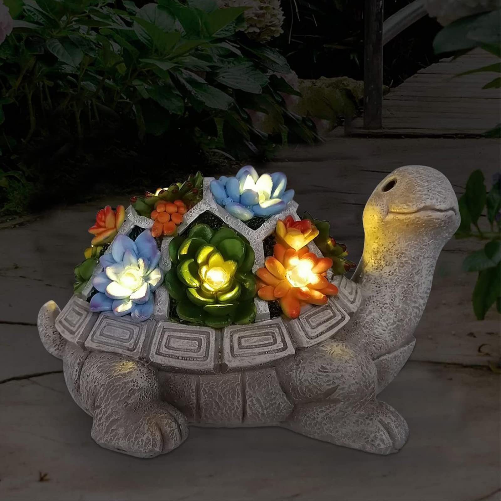 Gartenfigur Solar Gartenfiguren Schildkröte Gartendeko für Draußen