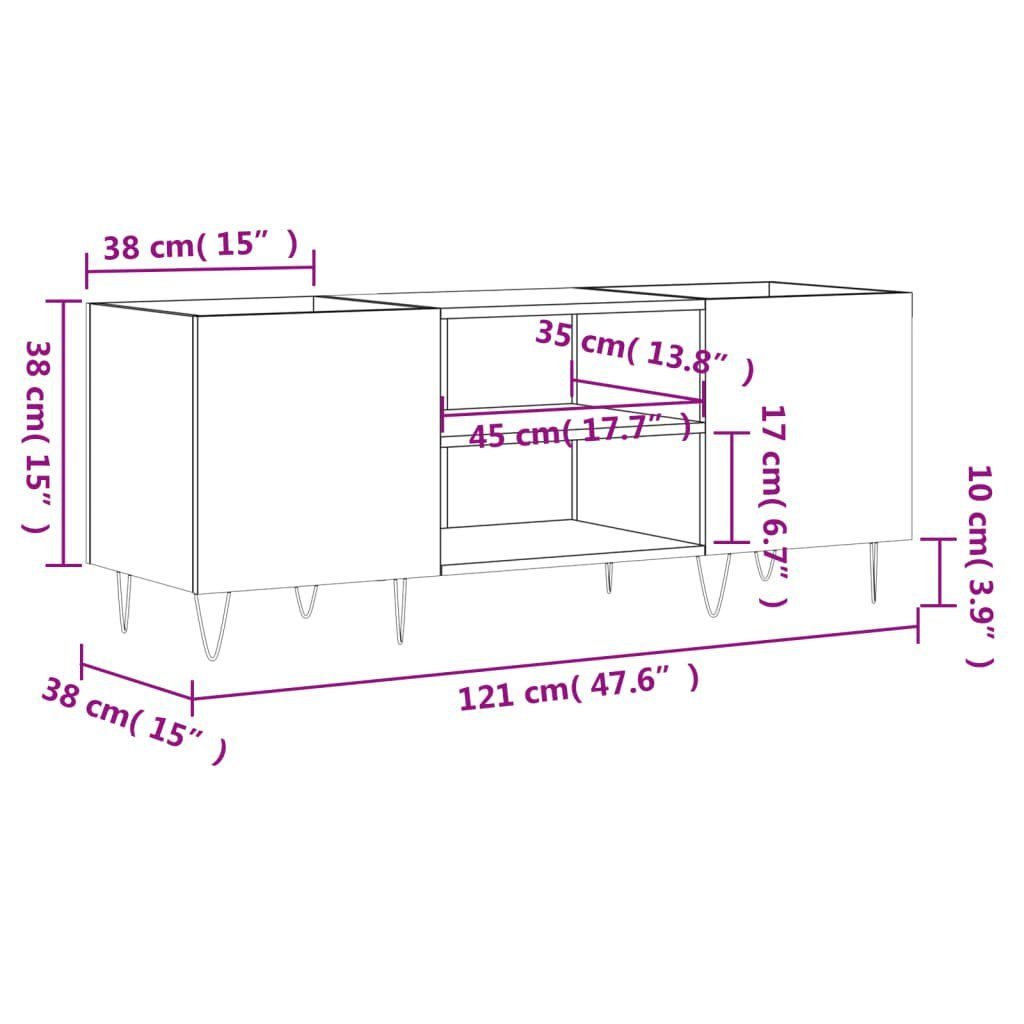 1-tlg. Holzwerkstoff, 121x38x48 Räuchereiche Plattenschrank cm vidaXL Media-Regal