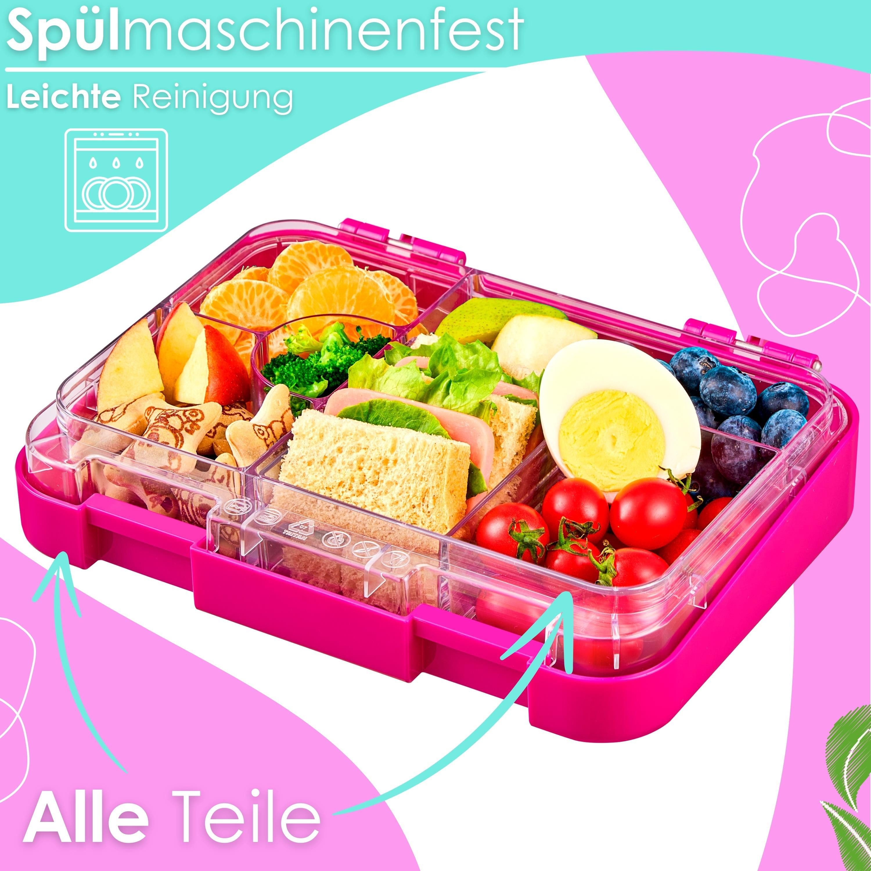 ecosa Lunchbox EO-8172 yummy buddy Kinder Brotdose, Tritan, (Brotdose, 4-tlg), Kinderfreundliche Verriegelung,BPA-Frei,Auslaufsicher,Vesperdose – Bild 4 von 5