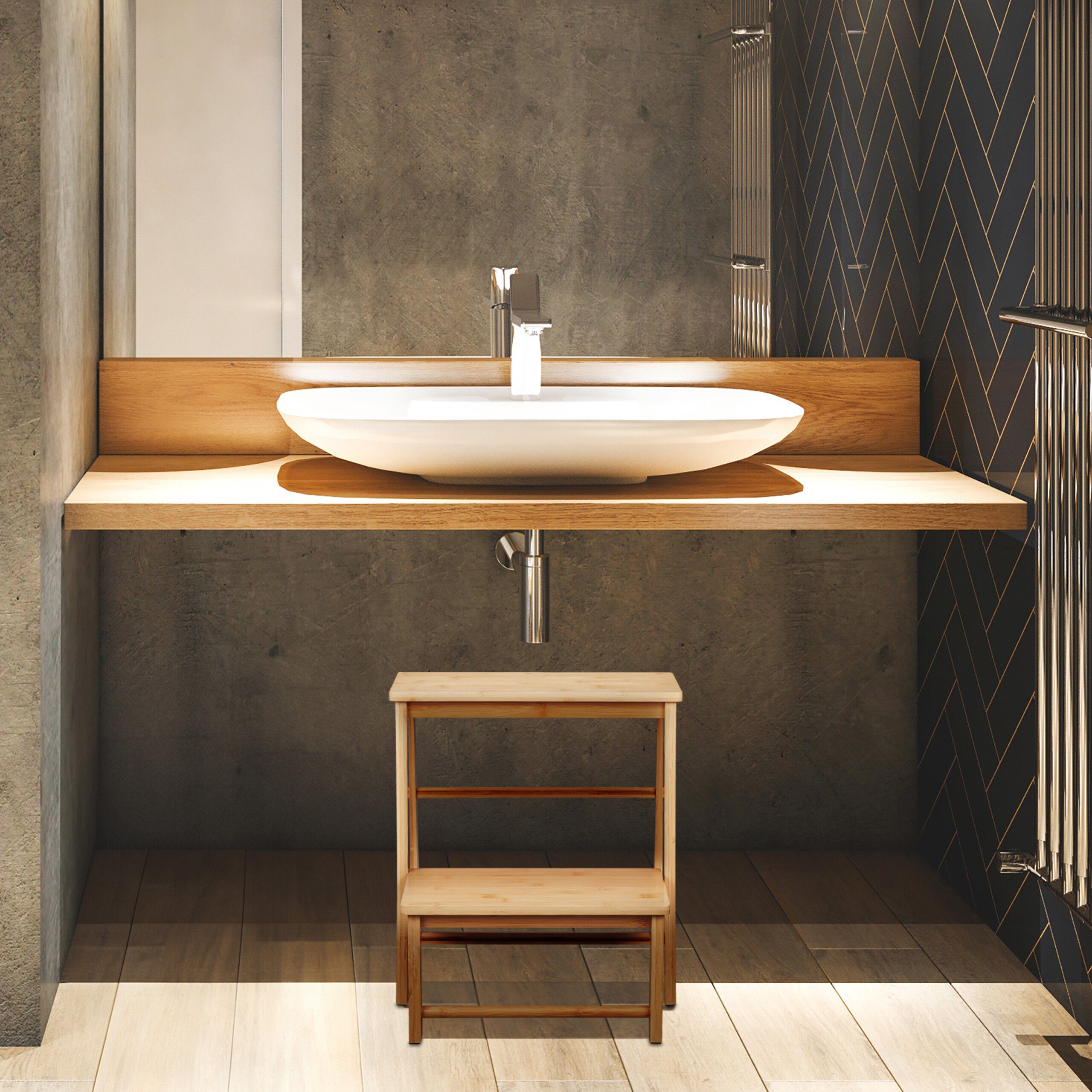 relaxdays Tritthocker Klappbarer Tritthocker aus Bambus