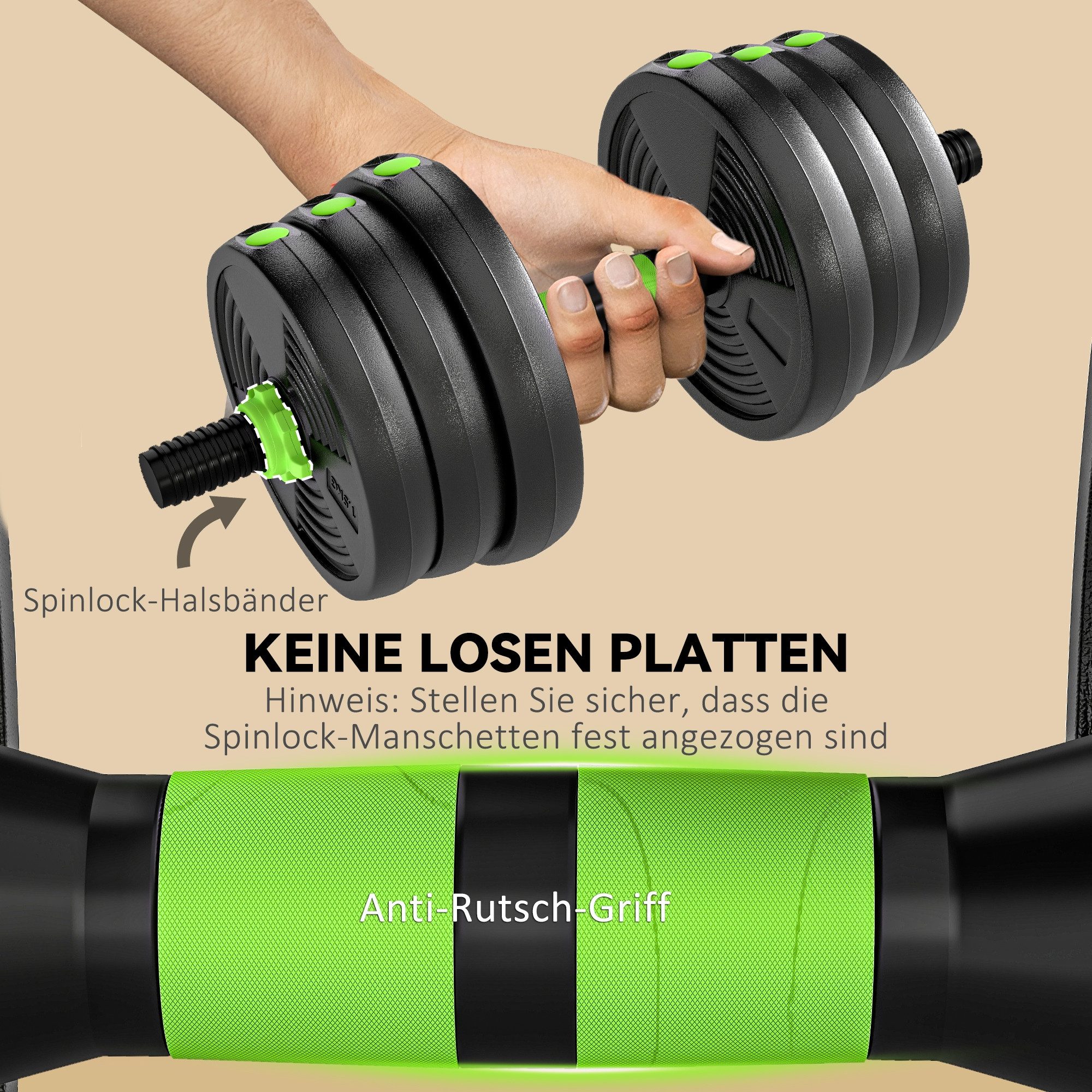 furnicato Hantel Hantelset verstellbar 25 KG Kurzhantel Set Kurzhanteln Langh