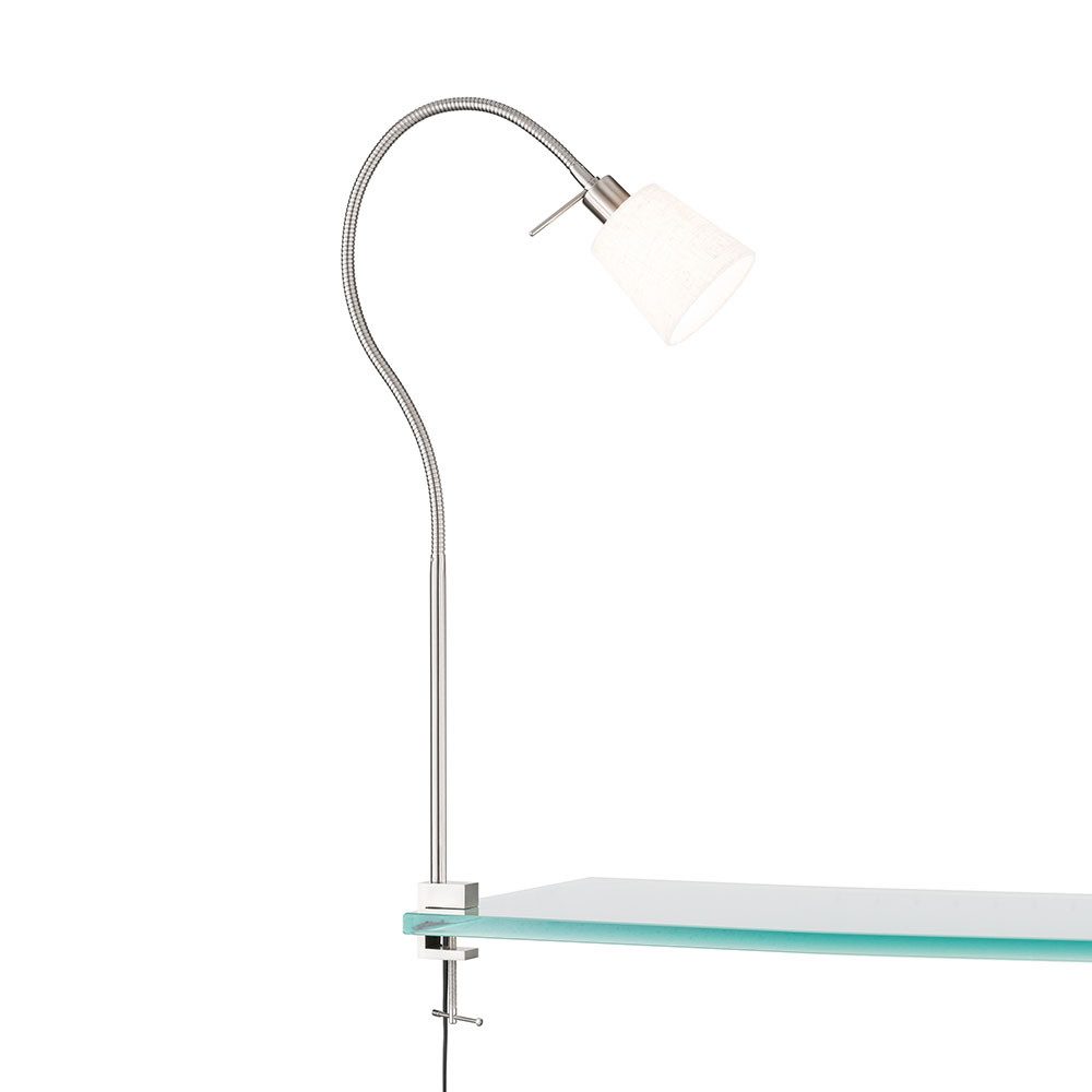 FISCHER & HONSEL Klemmleuchte, Leuchtmittel nicht inklusive, Tischleuchte Klemmstrahler Schreibtischleuchte flexibel Textil H 60 cm