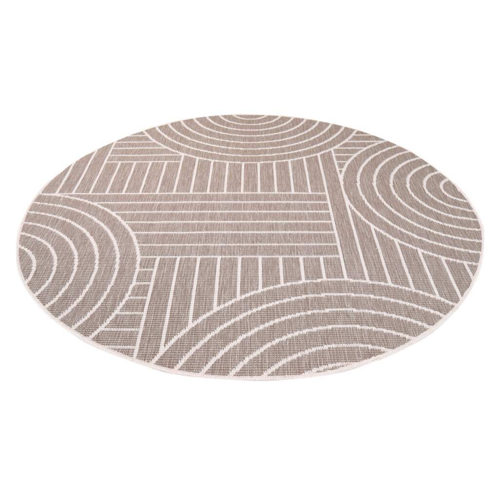 Carpet City Outdoorteppich DUO RUG 5842, rund, Höhe: 5 mm, Wendeteppich Wetterfest In- & Outdoor, Balkon, Terrasse, Wohnzimmer