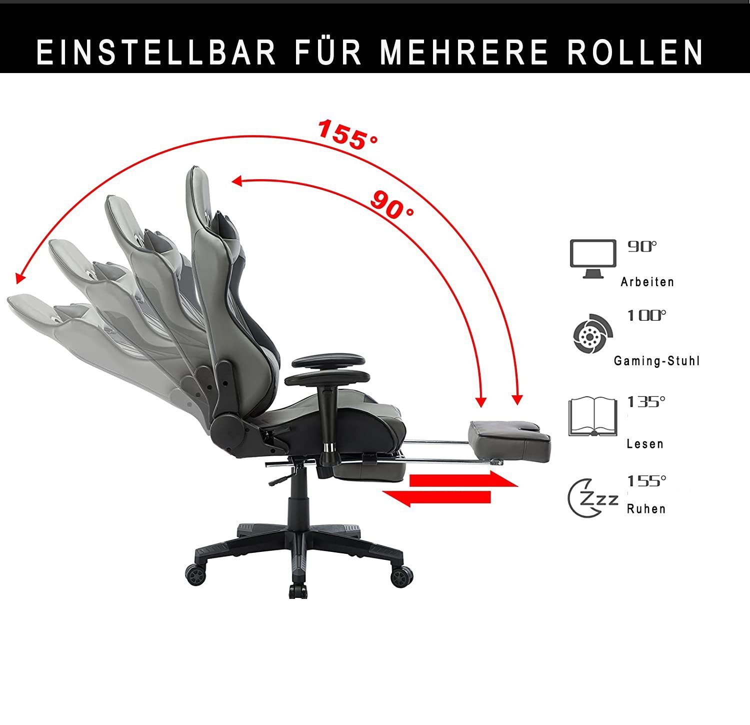 Woltu Gaming-Stuhl (1 St), Schreibtischstuhl Sportsitz, höhenverstellbar