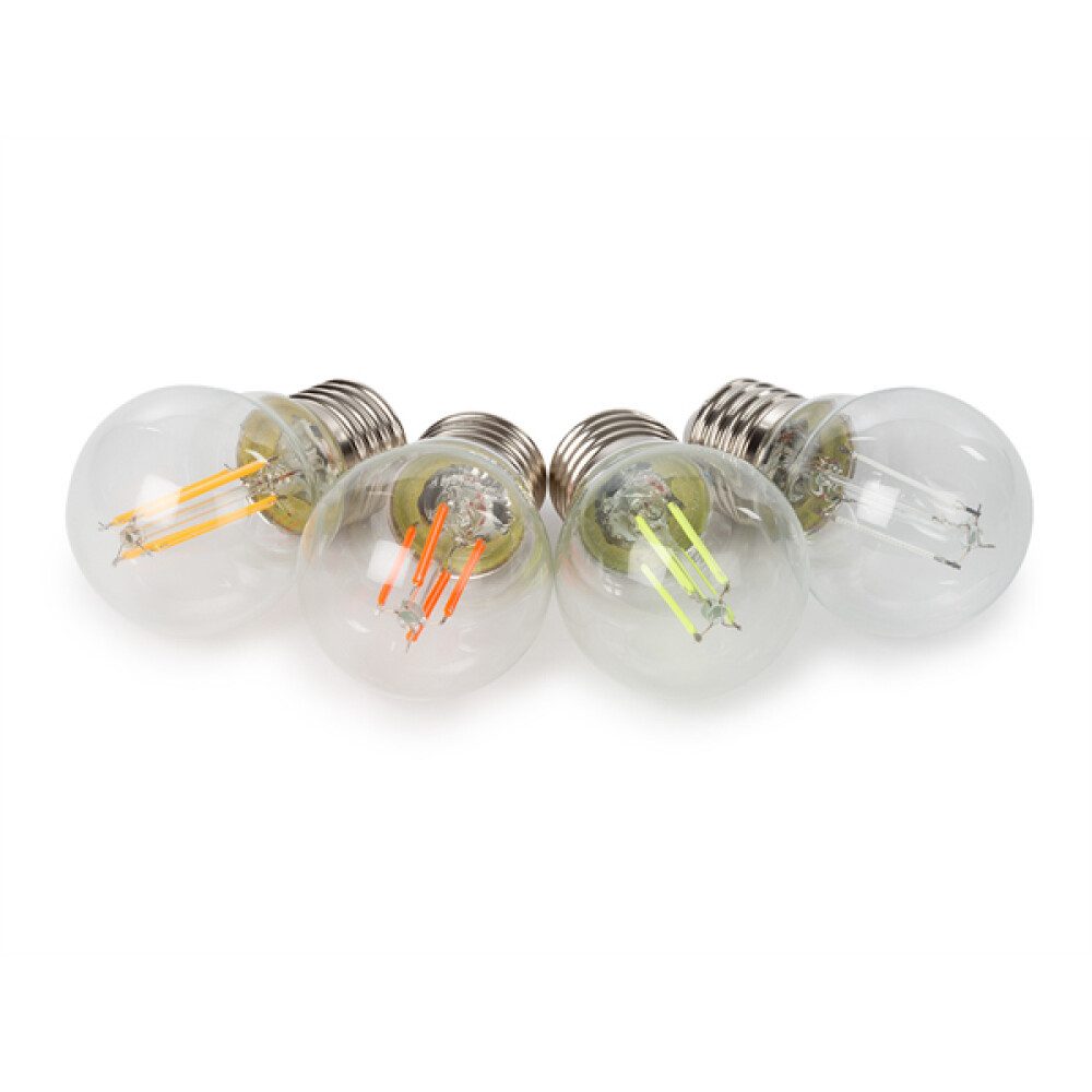 HQ POWER LED Discolicht LED-FILAMENT-LAMPENSET - GLÜHLAMPENFORM - G45 - KLARES GLAS - 4 St. -