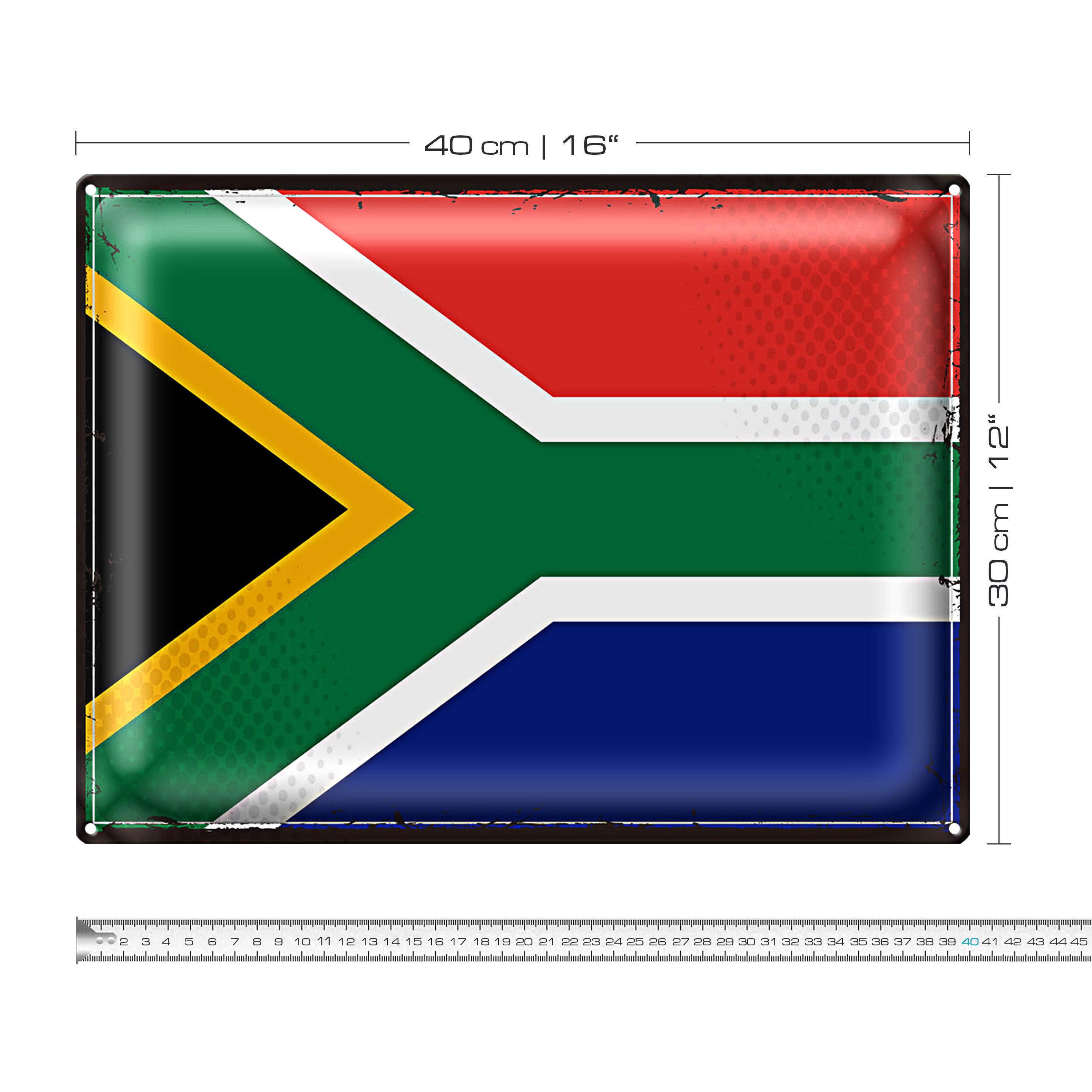 Roomando Metallschild Flagge Südafrika 40x30cm Retro South Africa