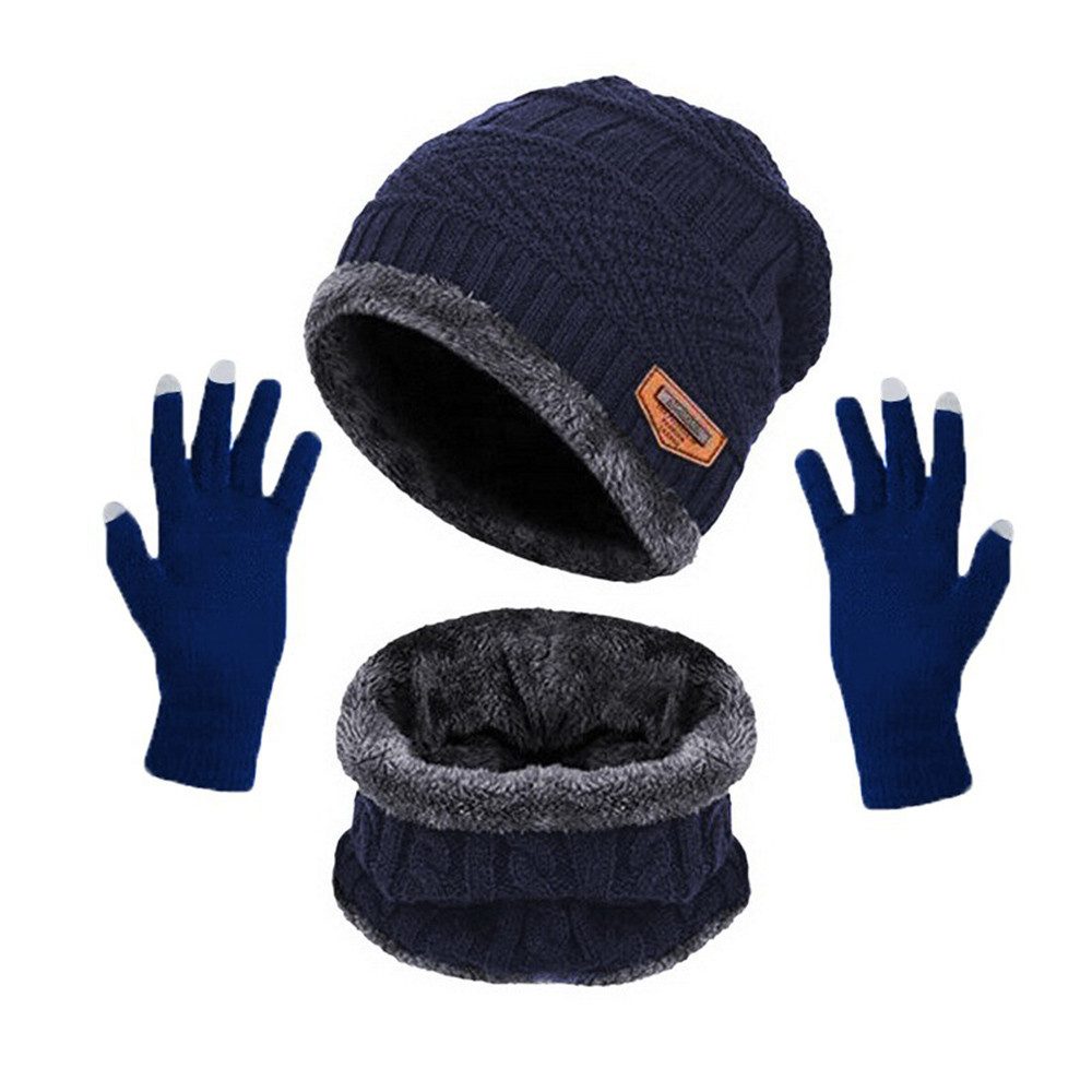 Cachito Mütze & Schal Wintermütze, Multifunktionstuch und Touchscreen Handschuhe Set Geeignet für Jugendliche, Menschen mittleren Alters und Senioren