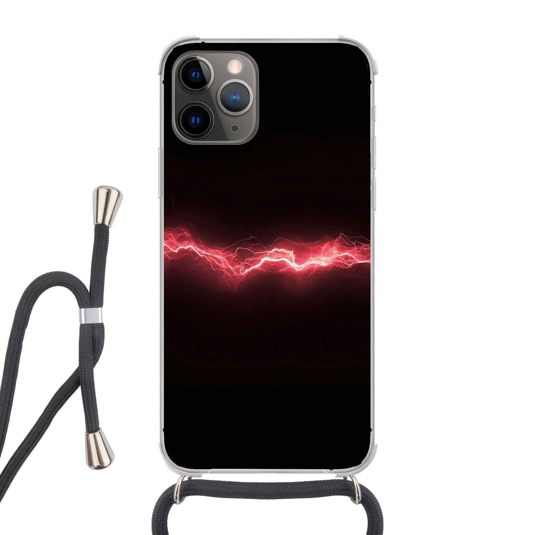 MuchoWow Handyhülle für Apple iPhone 13 Pro Max Spiele - Rot - Elektrizität - Energie - Li, Tragbare Handyhüllen mit Kette zum umhängen, Handykette Handyband