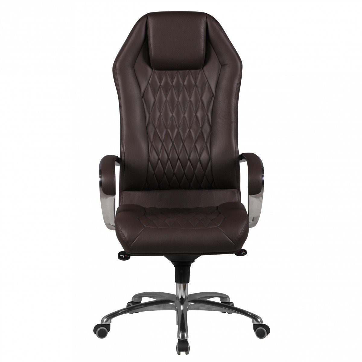KADIMA DESIGN Chefsessel Bürostuhl MONTEREY Echt-Leder Braun Schreibtischstuhl 120KG (Chefsessel hohe Rückenlehne mit Kopfstütze X-XL)