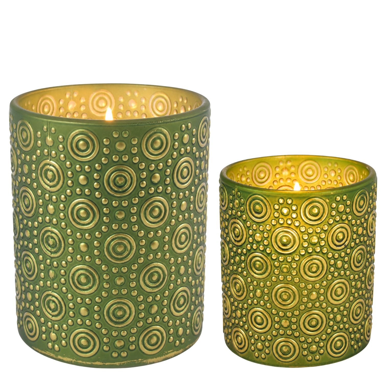 Marrakesch Orient & Mediterran Interior Windlicht Set de 2 portavelas Hailey 12,5 cm, verdes, para velas de té y LED (2 St), Handarbeit