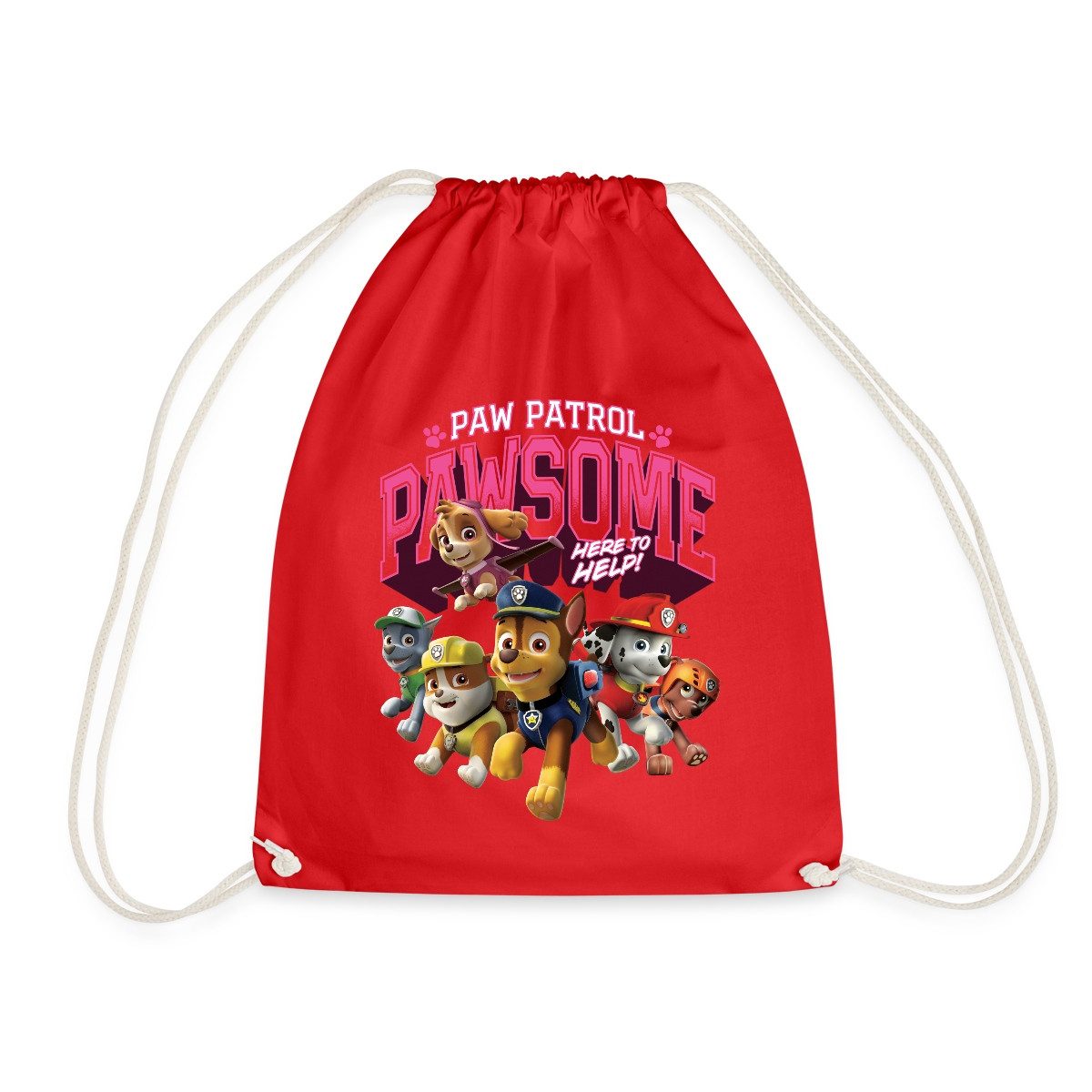 Spreadshirt Turnbeutel Paw Patrol Pawsome Here To Help Spruch Rosa Turnbeutel (1-tlg)