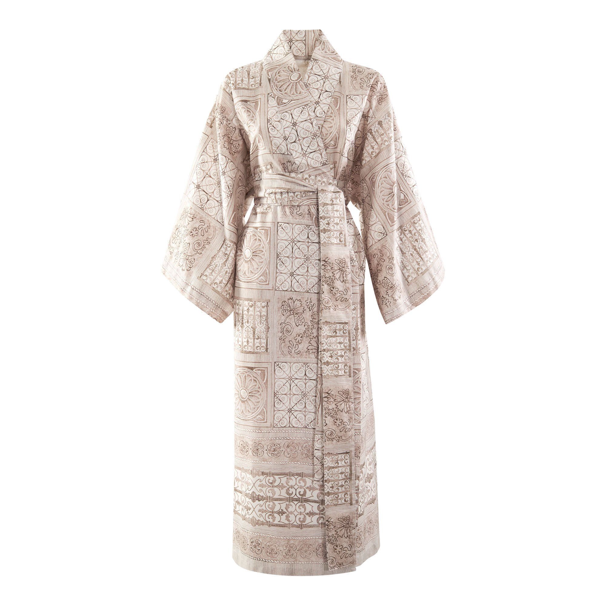 Bassetti Kimono BOLSENA, knieumspielend, Baumwolle, Gürtel, aus satinierter Baumwolle BEIGE