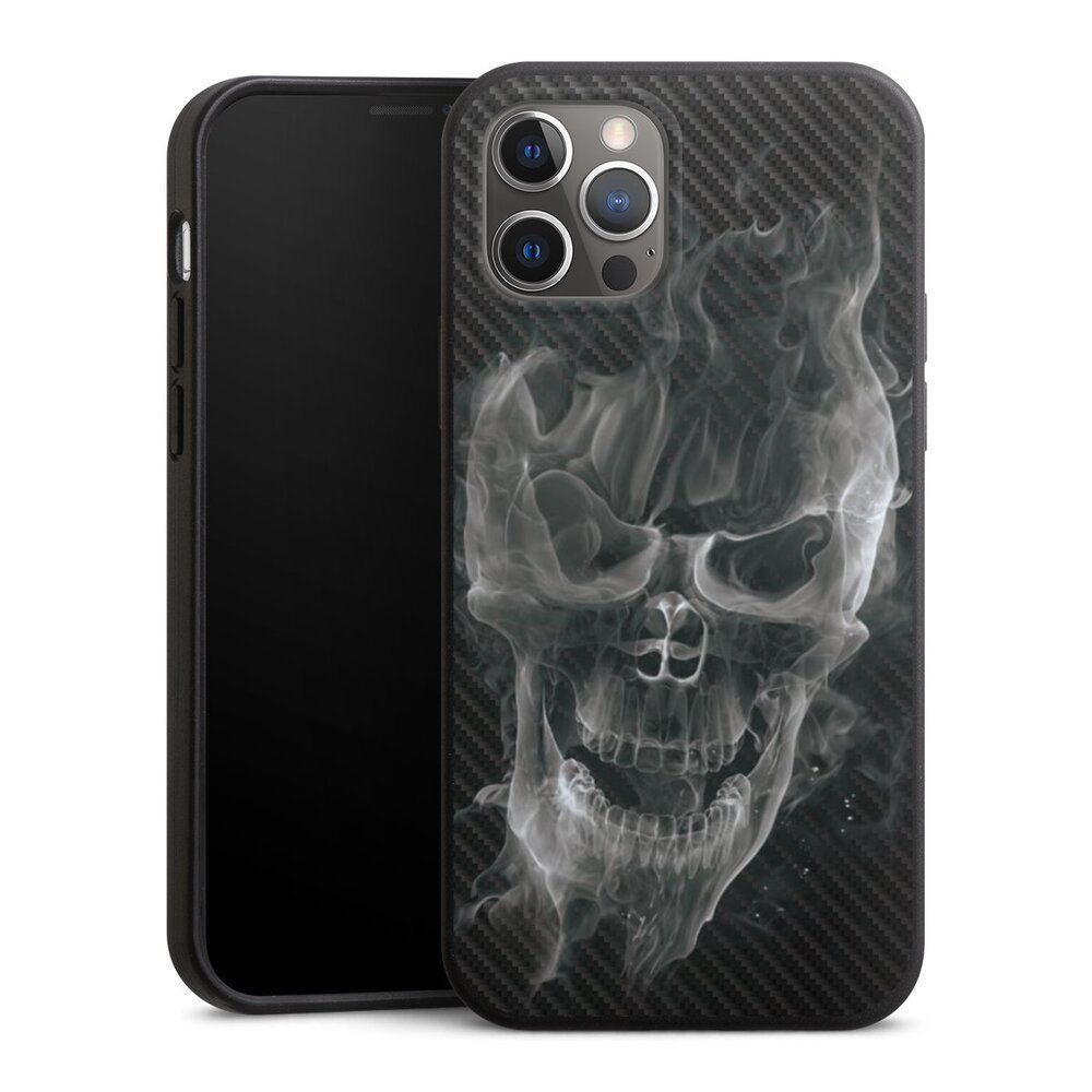 Handyhülle Totenkopf Schädel Carbon Smoke Skull Carbon
