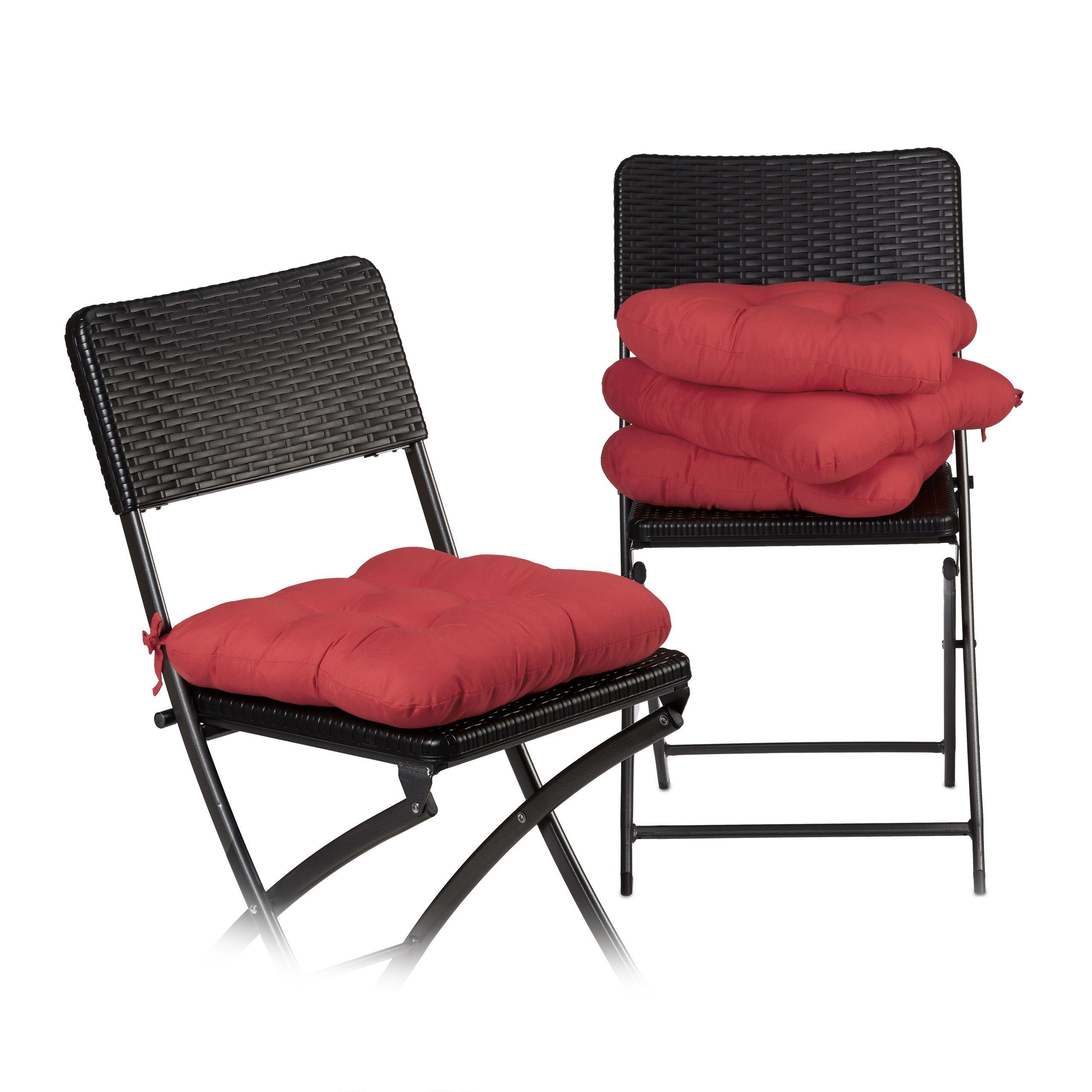 relaxdays Stuhlkissen Stuhlkissen 4er Set, Rot