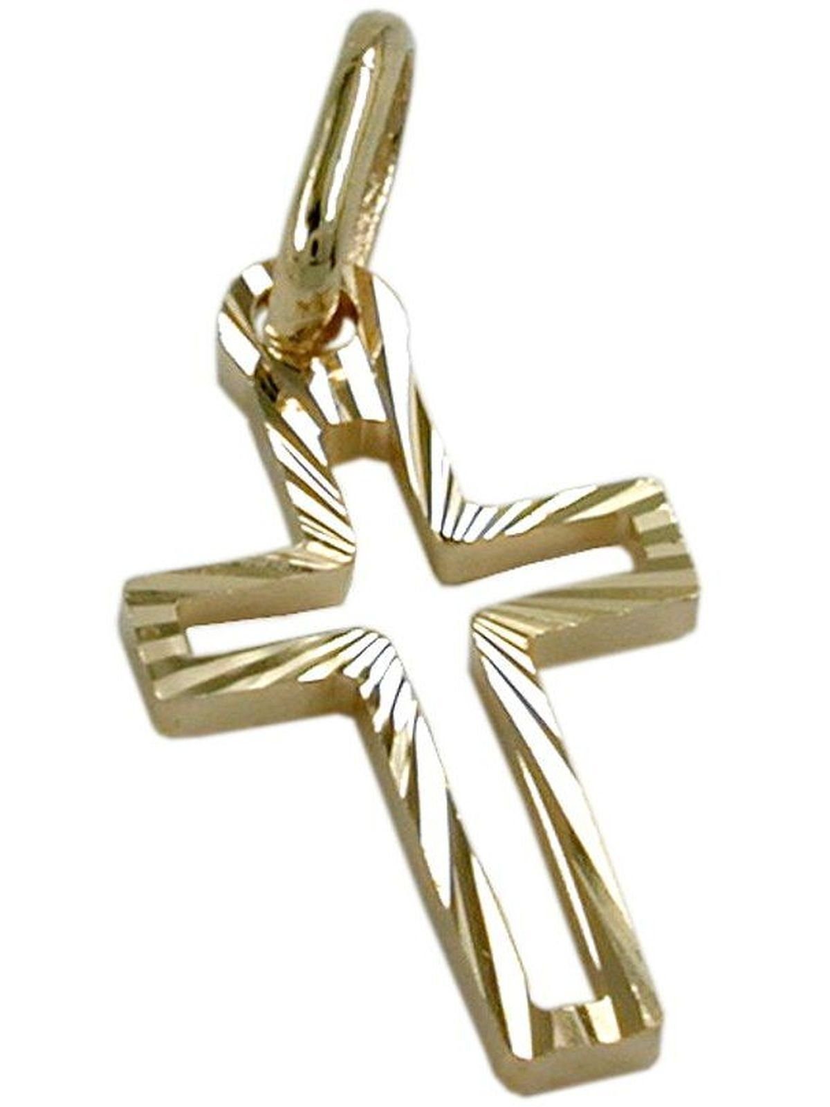 Gallay Kreuzanhänger Anhänger 16x9mm Kreuz diamantiert 14Kt GOLD (1-tlg)