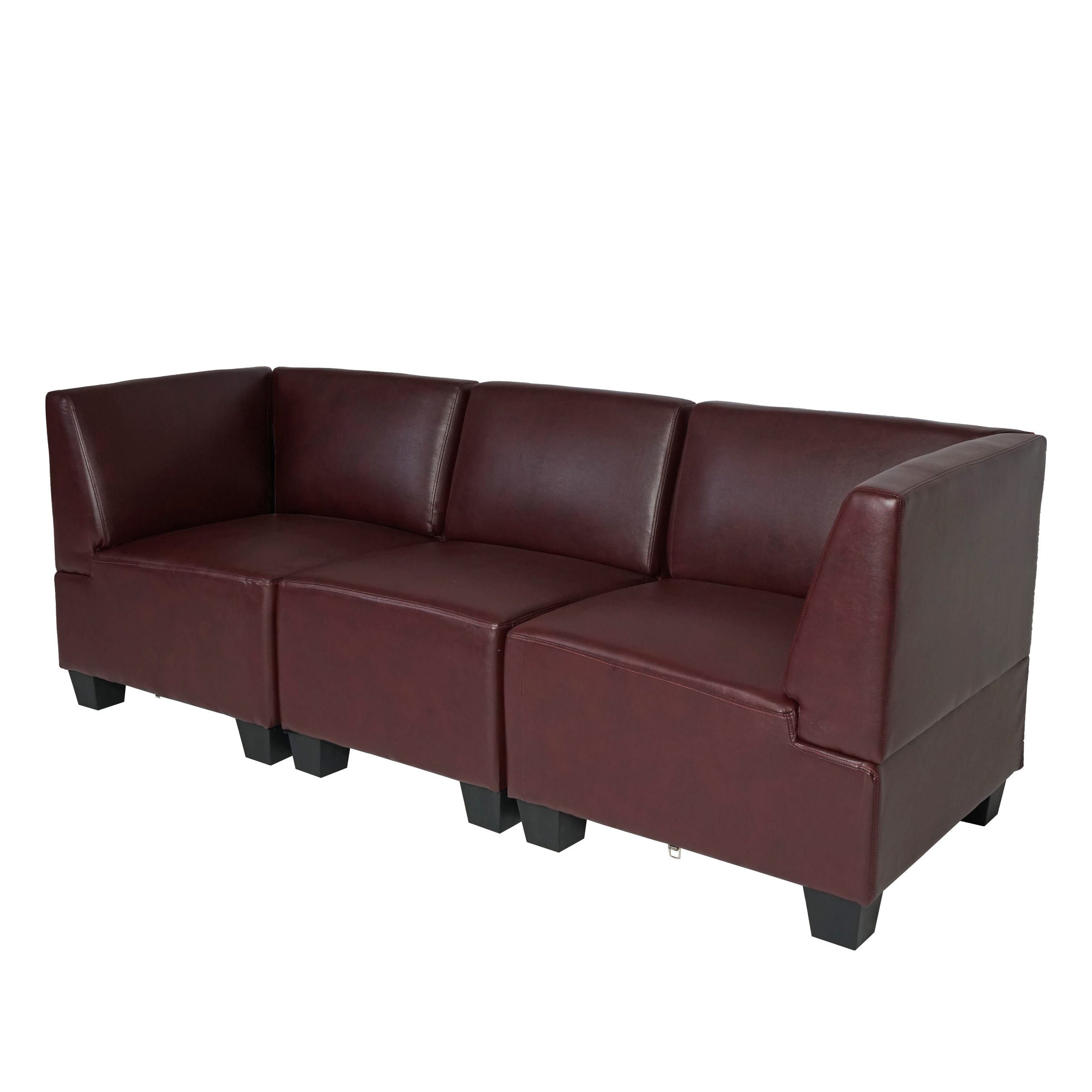 moderner rot-braun Moncalieri-3S, rot-braun | MCW hochwertige bequeme Lounge-Stil, 3-Sitzer Polsterung Verarbeitung,