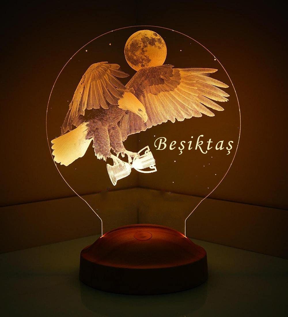 Geschenkelampe LED Nachttischlampe Besiktas Fanartikel 3D Gravur Illusion N günstig online kaufen