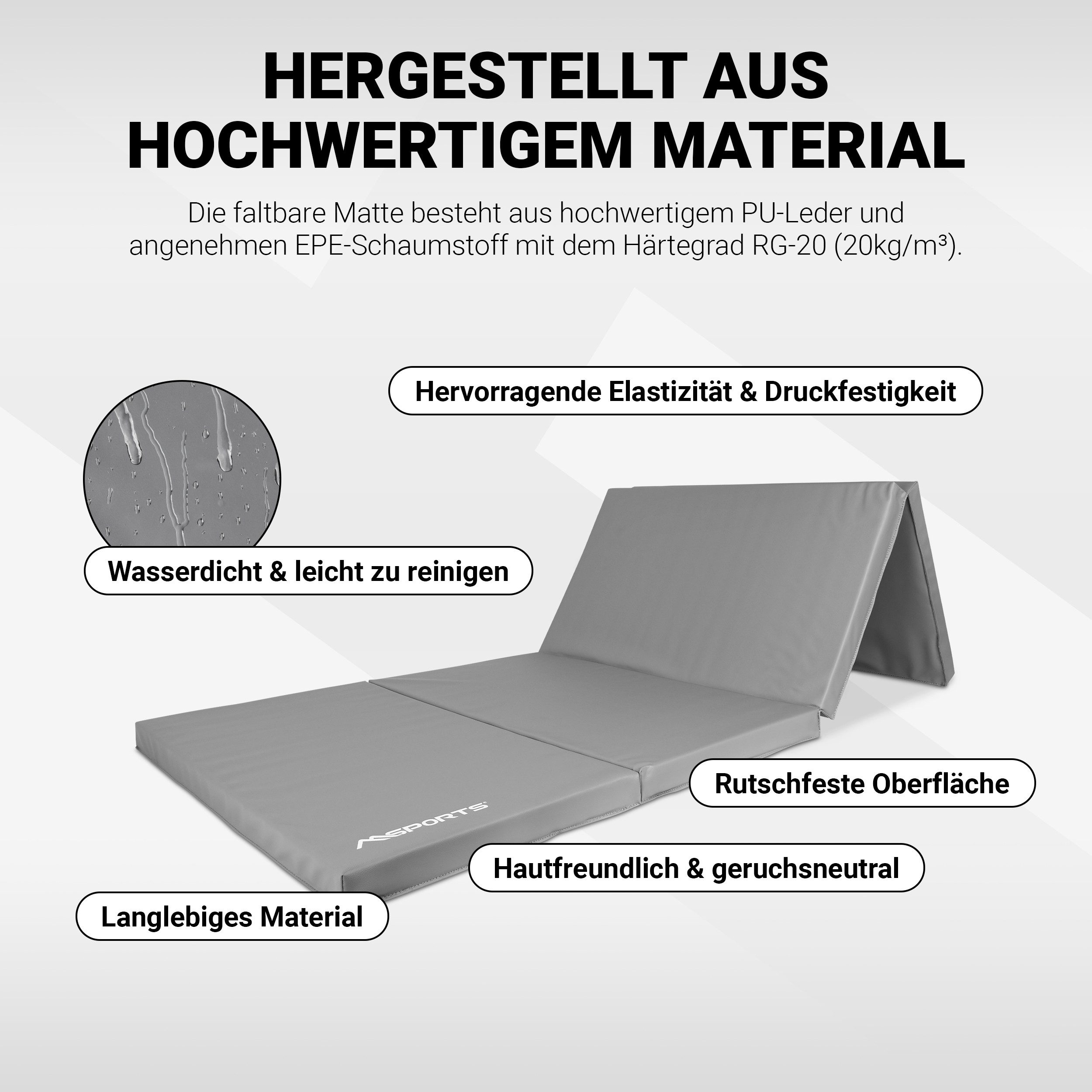MSports® Turnmatte Turnmatte Premium klappbare Weichbodenmatte 190 x 80 x 5 cm – Bild 3 von 5