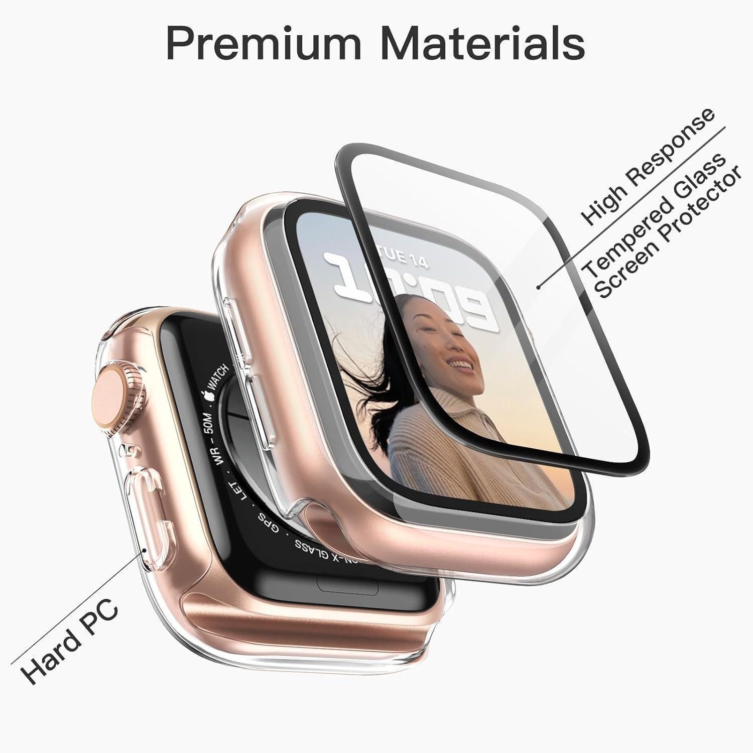 LuxusKollektion Smartwatch-Hülle Hülle Displayschutz Apple Watch SE Series 6 5 4 44 mm 2 Stück