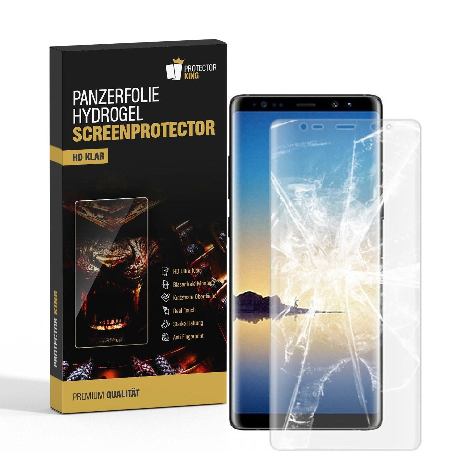 Protectorking Schutzfolie 1x Hydrogel-Glass für Samsung Galaxy Note 9 Selbstheilend für Micro, (1-Stück), Displayschutzfolie, Panzer Schutz, NANO ANTI-SHOCK HD KLAR