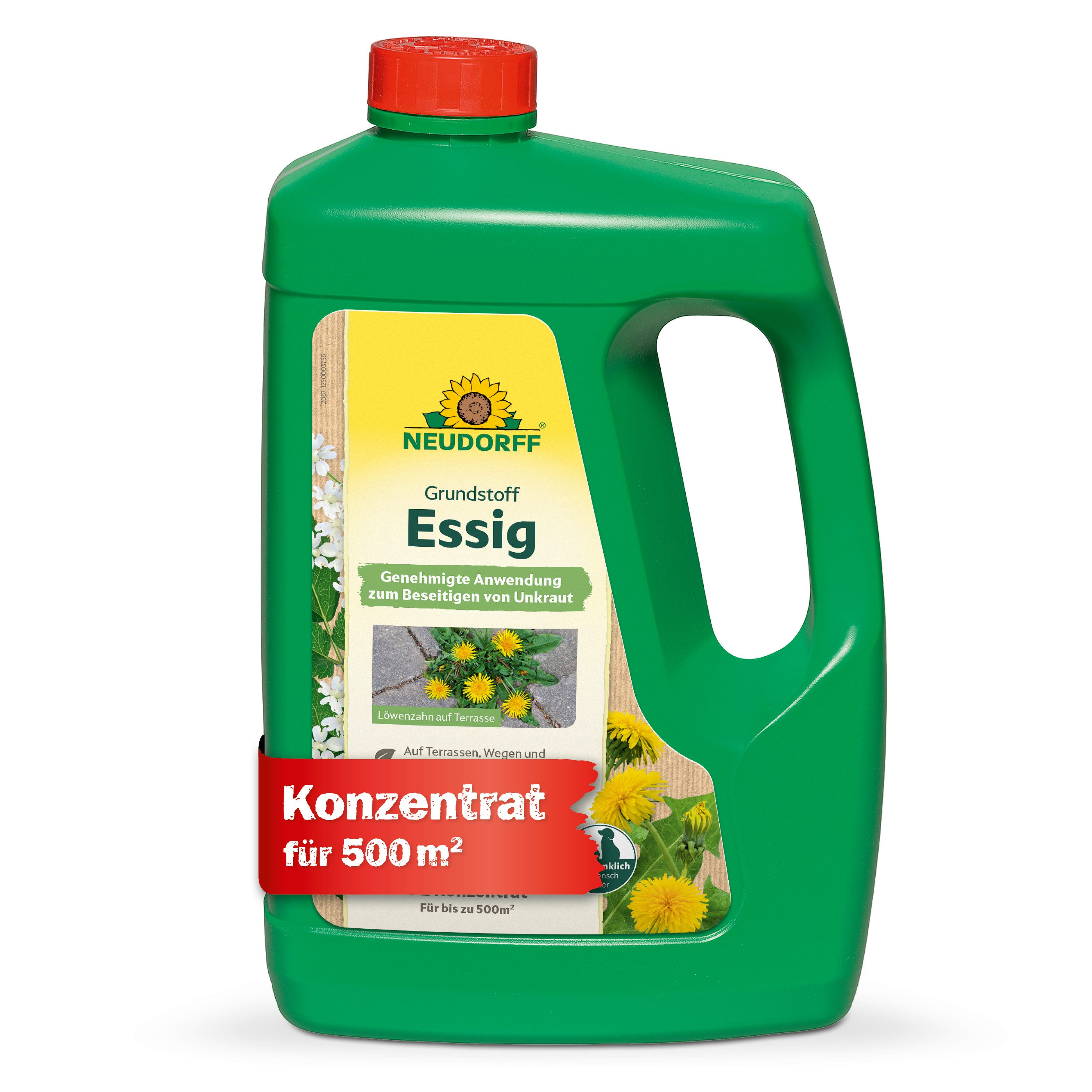 Neudorff Unkrautbekämpfungsmittel Neudorff Grundstoff Acetum Essig 3 l (Konzentrat), 1 St., Für bis zu 500 m² bei Einzelpflanzenbehandlung, 3 Liter Konzentrat ergeben 5 Liter fertige Spritzbrühe, Schnelle Wirkung gegen Unkraut auf befestigten Flächen