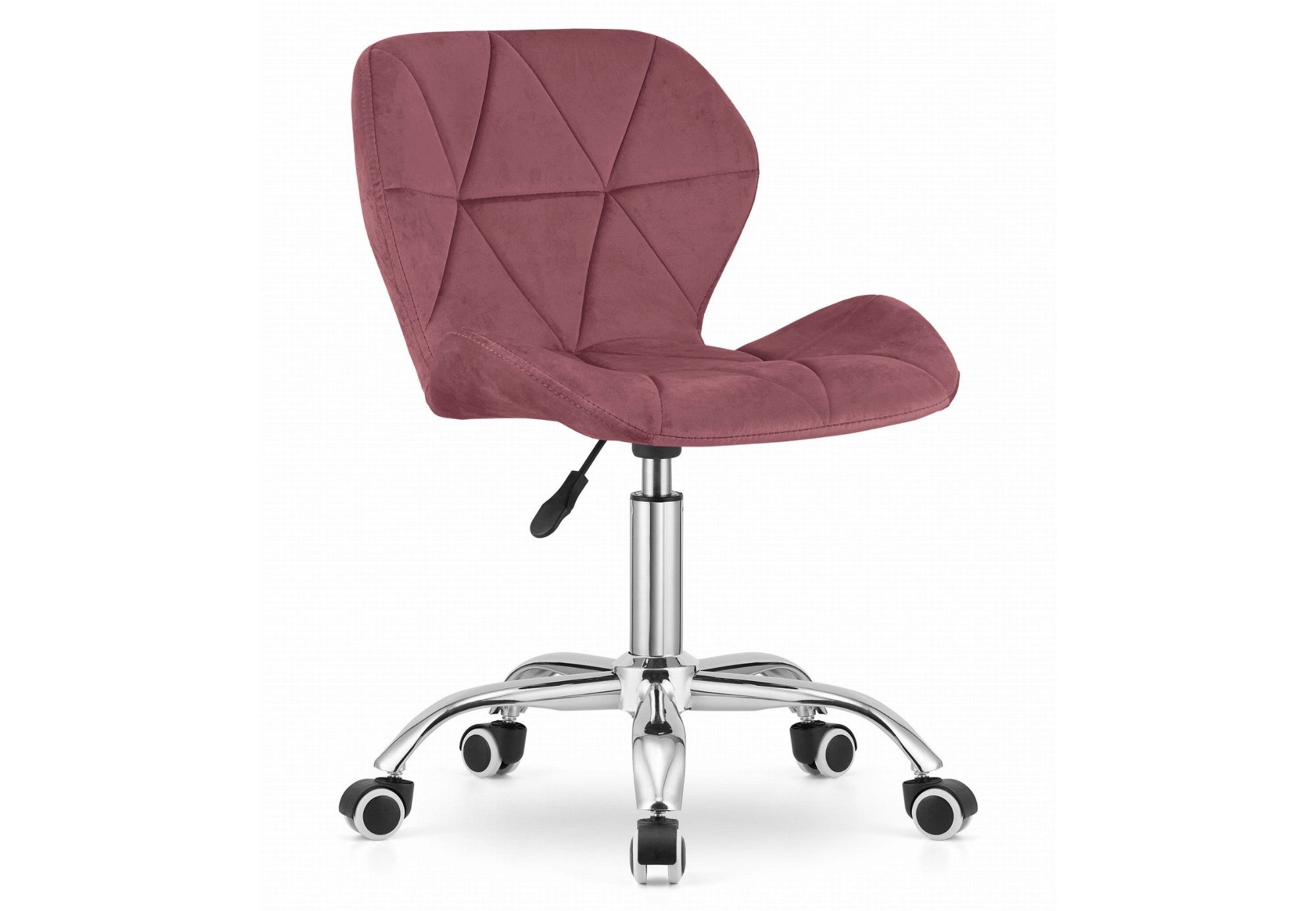 Home Collective Drehstuhl Schreibtischstuhl mit pneumatischer Verstellung (Perfekt für Kinderzimmer, Home Office und Studio), Samt mit Chromfuß und Gummirädern - Dunkelrosa