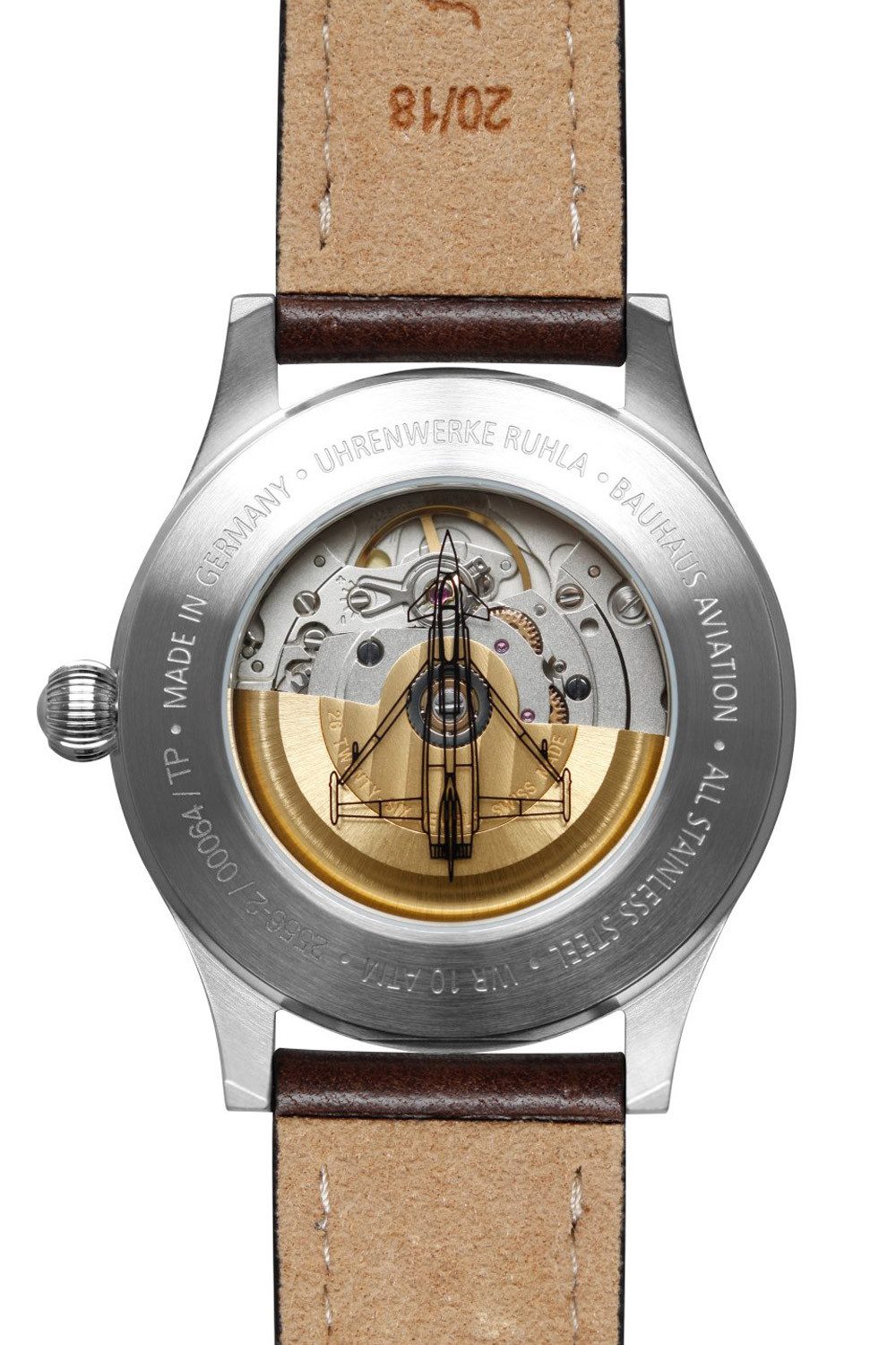 bauhaus Automatikuhr Aviation BHA Eurofighter Automatik Dunkelbraun