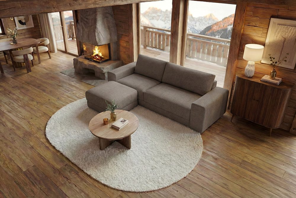 riess-ambiente 3-Sitzer LOFT 210cm taupe - Vogue Velours Samt, Taschenfederkern, Rundumbezug, Einzelartikel 1 Teile, Moderne Couch - ideal für Wohn- und Schlafz – Bild 4 von 5