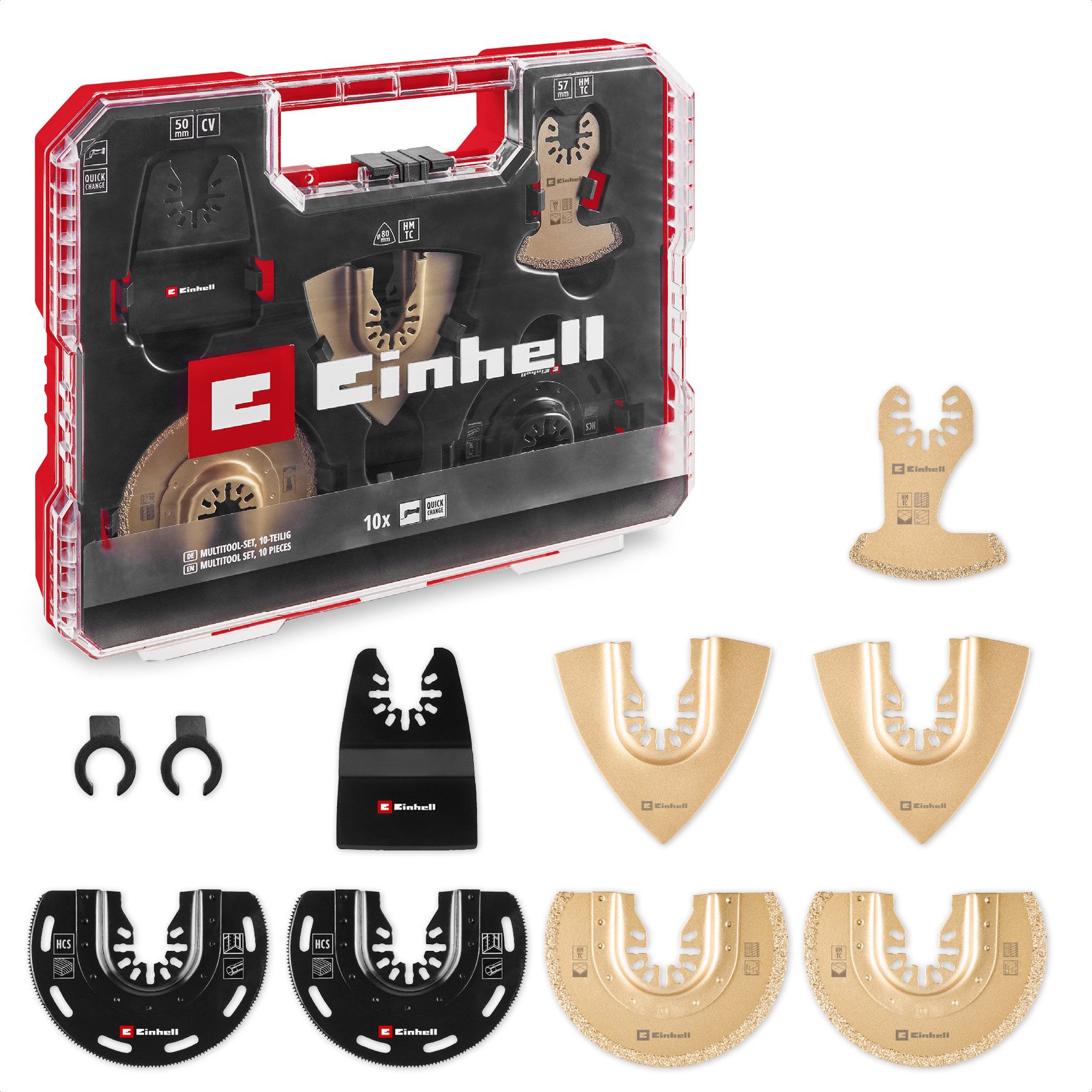 Einhell Sägeblatt XL-PLUS-CASE Multitool-Set, 10-tlg. (HCS Sägeblatt, HM Raspel)