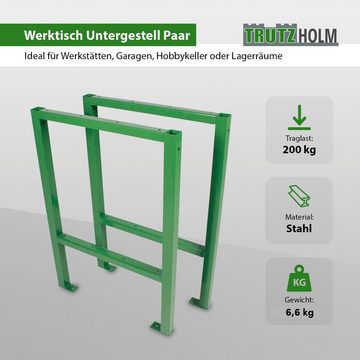 TRUTZHOLM Werkbank Werktisch Untergestell Stahlgestell Paar Traglast bis 200 kg Paar grün, (Set), Stabile Konstruktion aus Vierkantrohr
