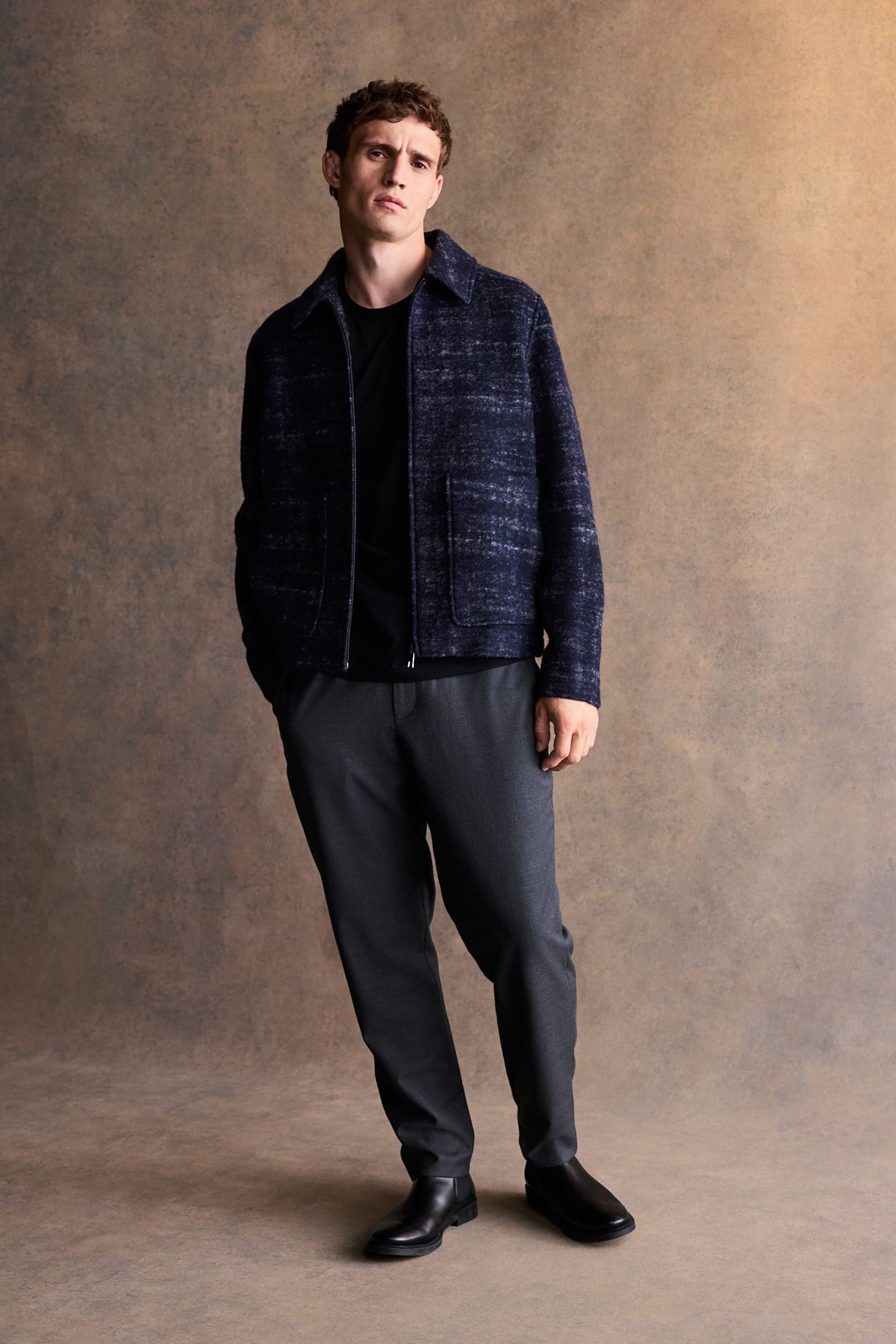 Next Wollmantel Strukturierte Jacke italienischem Stoff (1-tlg)