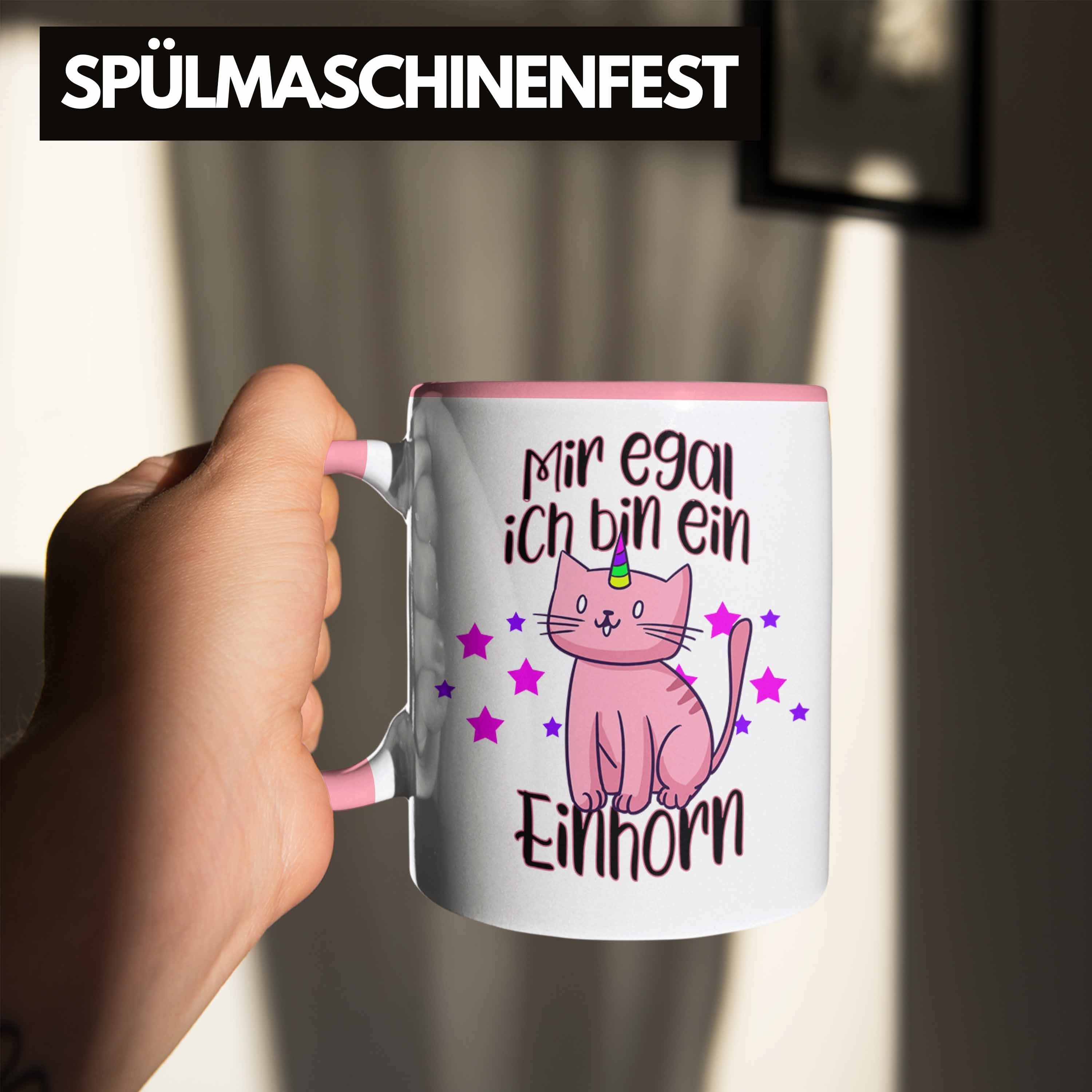 - Einhorn Rosa Mädels Mädchen Einhorn Trendation - Tassen Kaffeetasse - Frauen Tasse Bin Spruch Tasse Geschenkidee Ich Lustiger Freundin Egal Ein Mir Trendation Geschenk