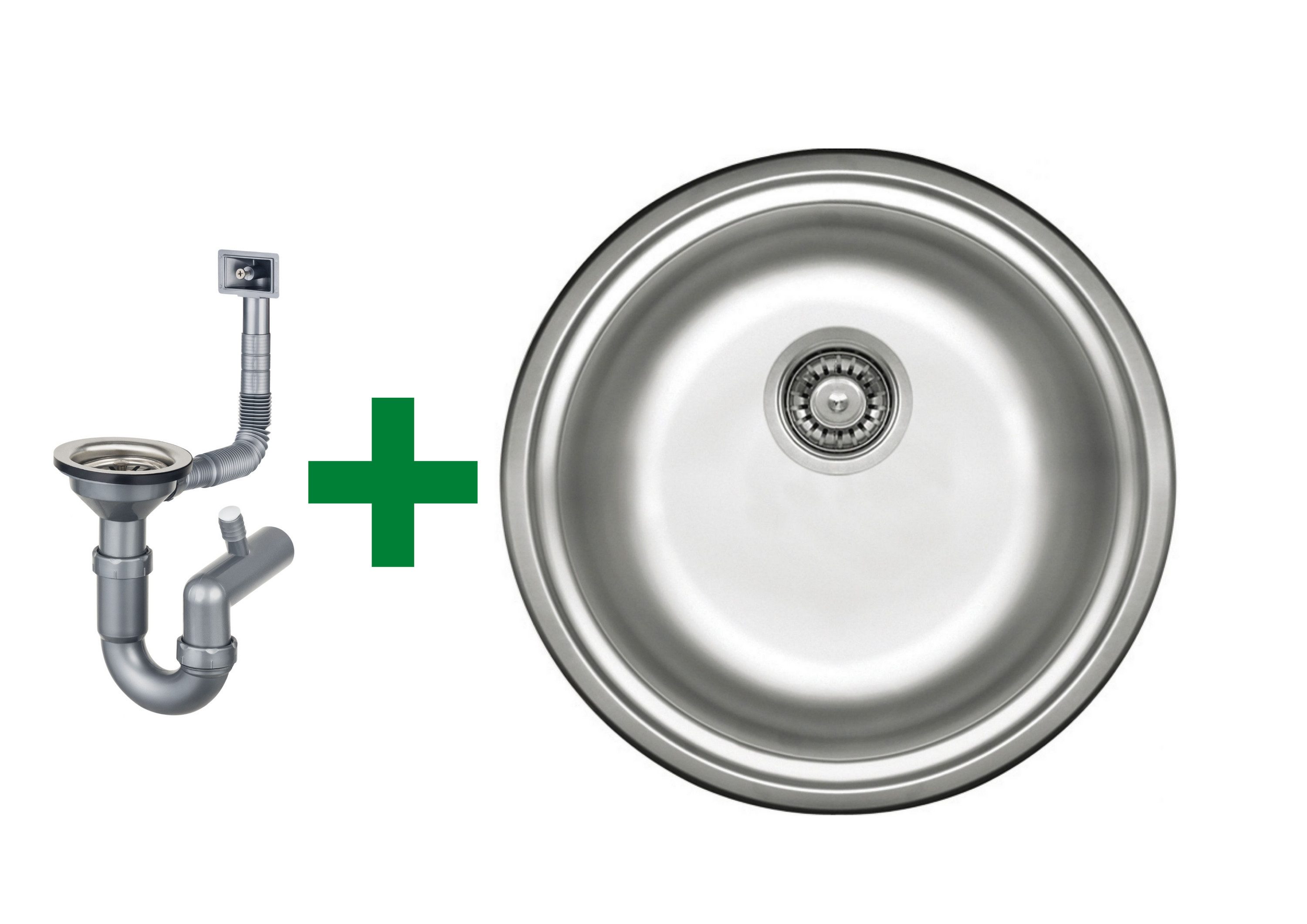 Faizee Möbel Edelstahlspüle Design Edelstahl-Einbauspüle Rund + Armatur 43c günstig online kaufen