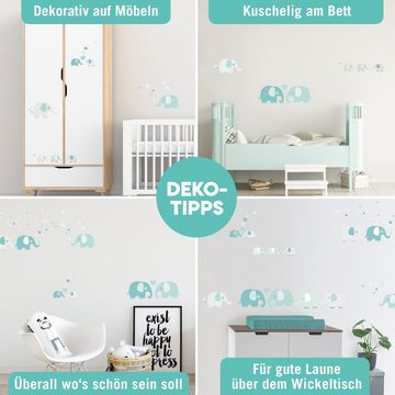 lovely label Wandsticker Elefanten mint/grau - Wandtattoo Kinderzimmer Baby