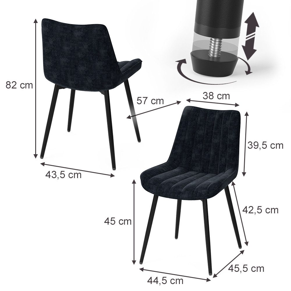 Vicco Esszimmerstuhl Ravlo, Schwarz, 51 x 57 cm 2er Set (2 St)