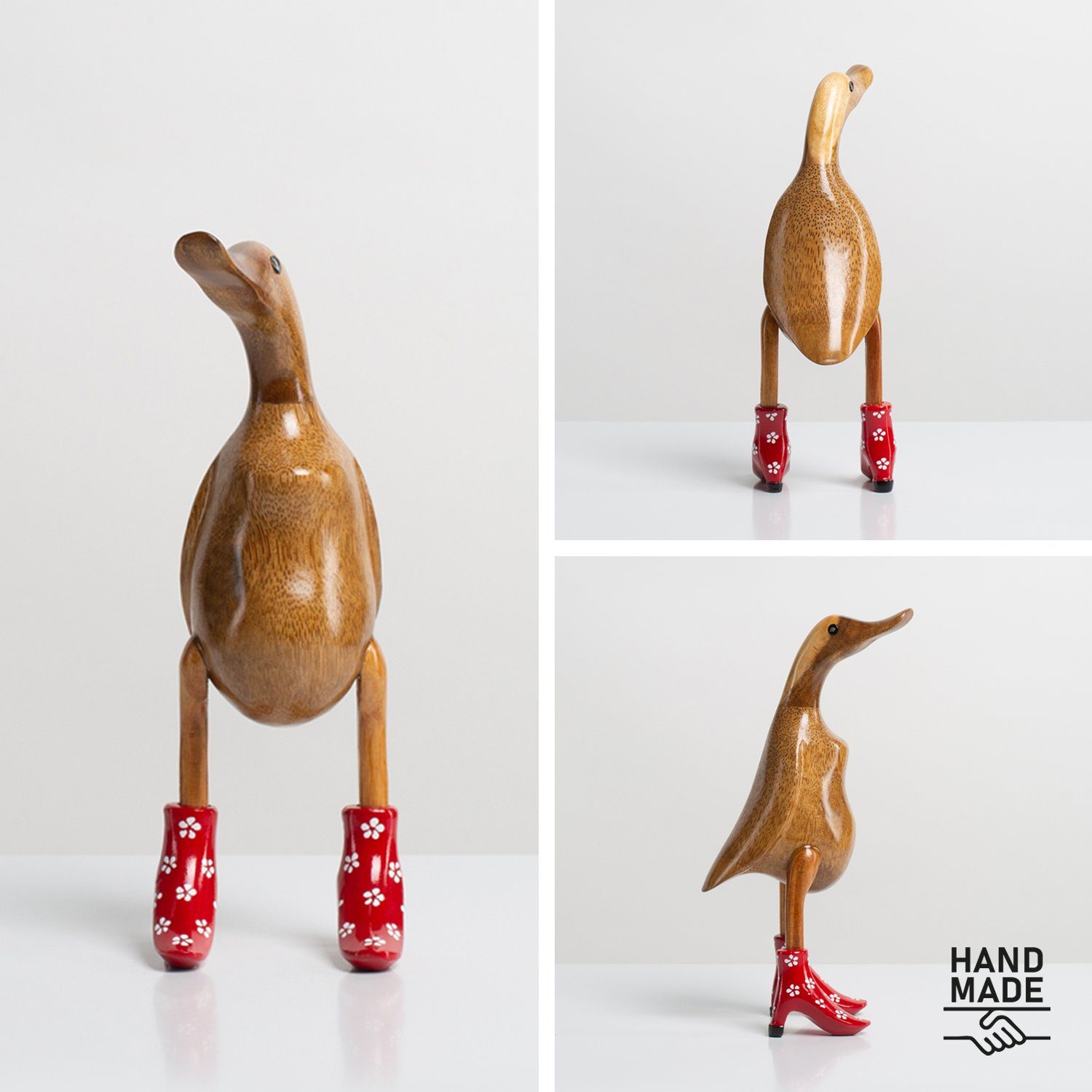 geblümt Rot Dekofigur "Ente DomDeco Deko-Figur mit Holz Handgefertigte Absatz" aus